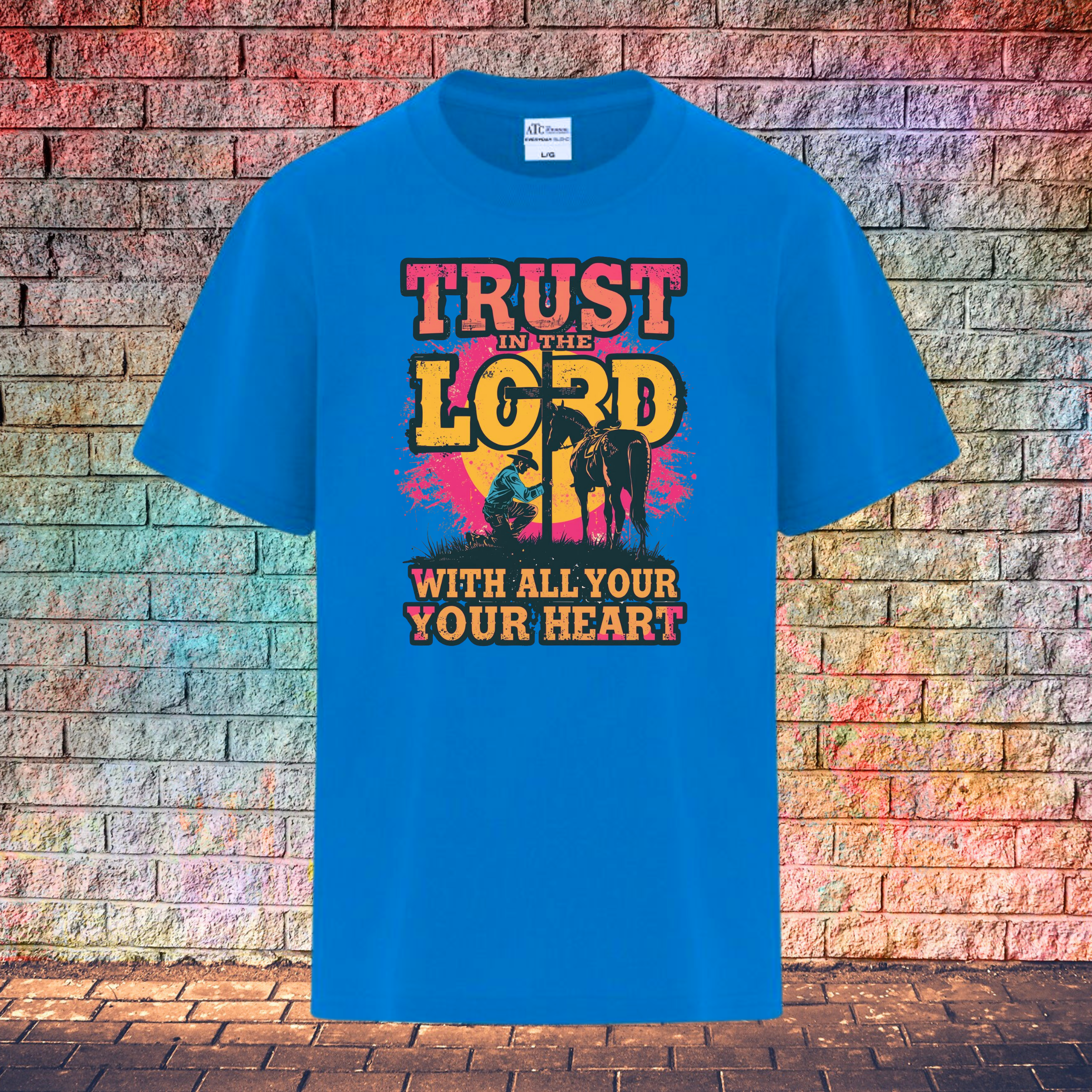 Trust In The Lord With All Your Heart / Pink and Yellow - Youth T-Shirt