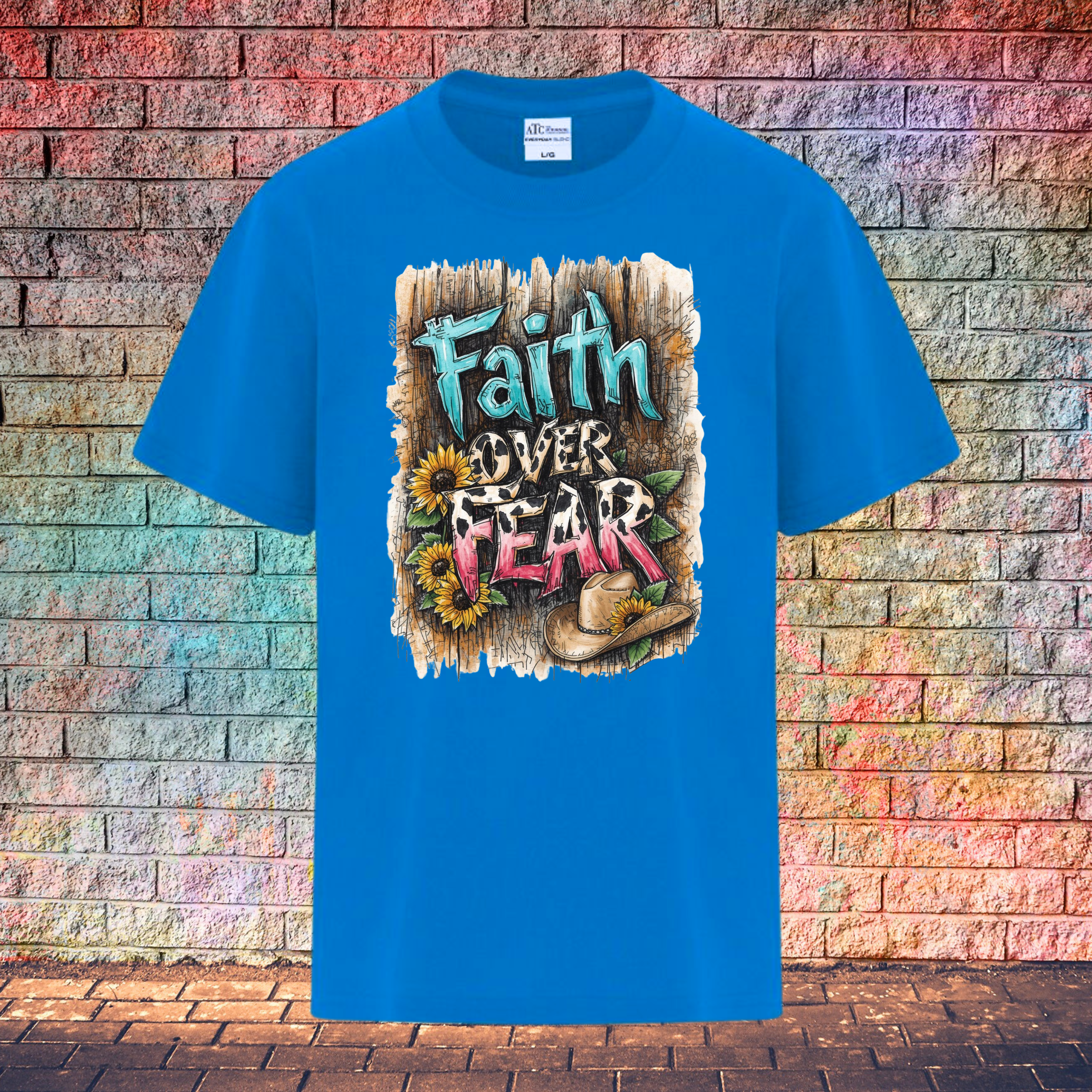 Faith Over Fear / Barn Wood Background - Youth T-Shirt