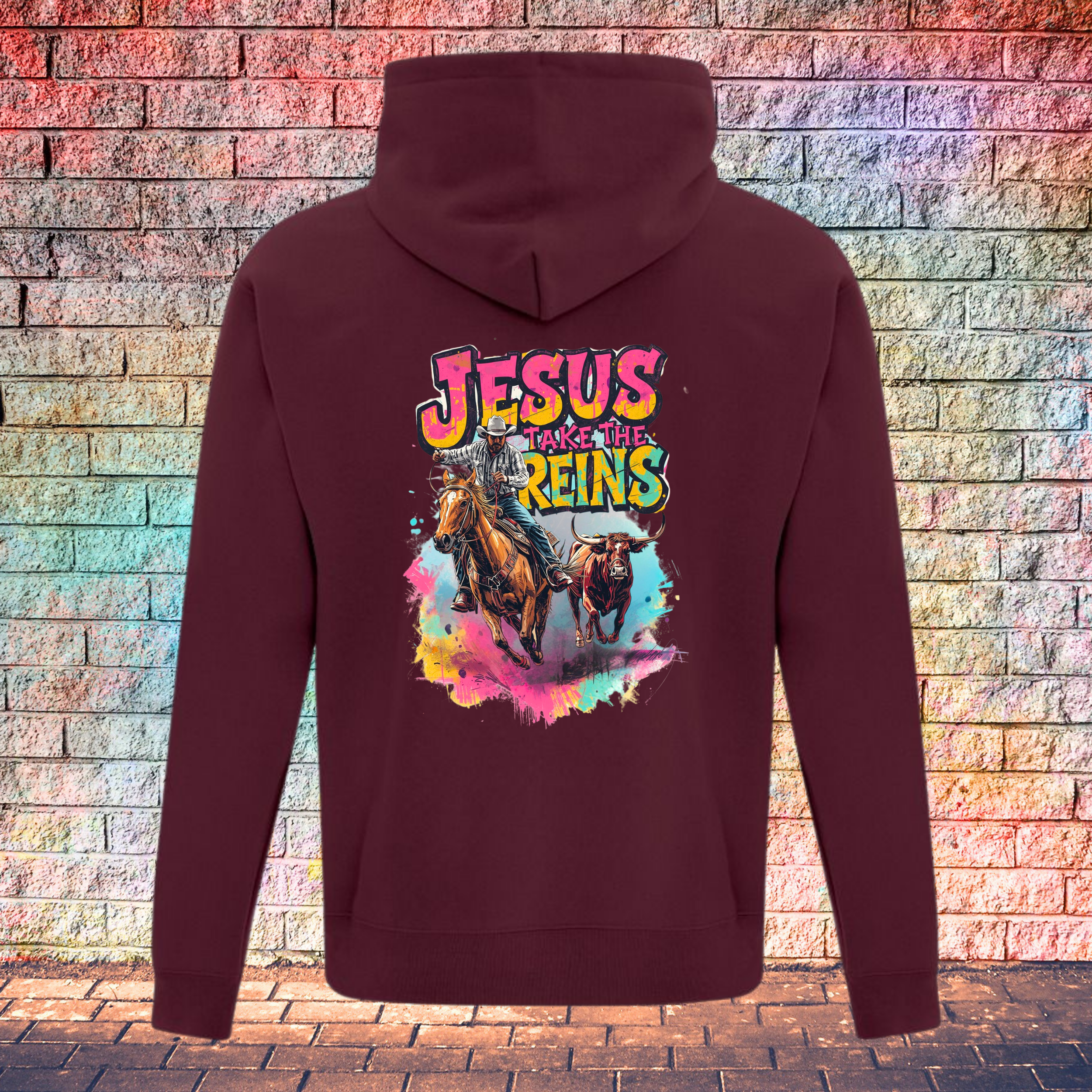 Jesus Take The Reins / Cowboy and Bull - Youth Hoodie