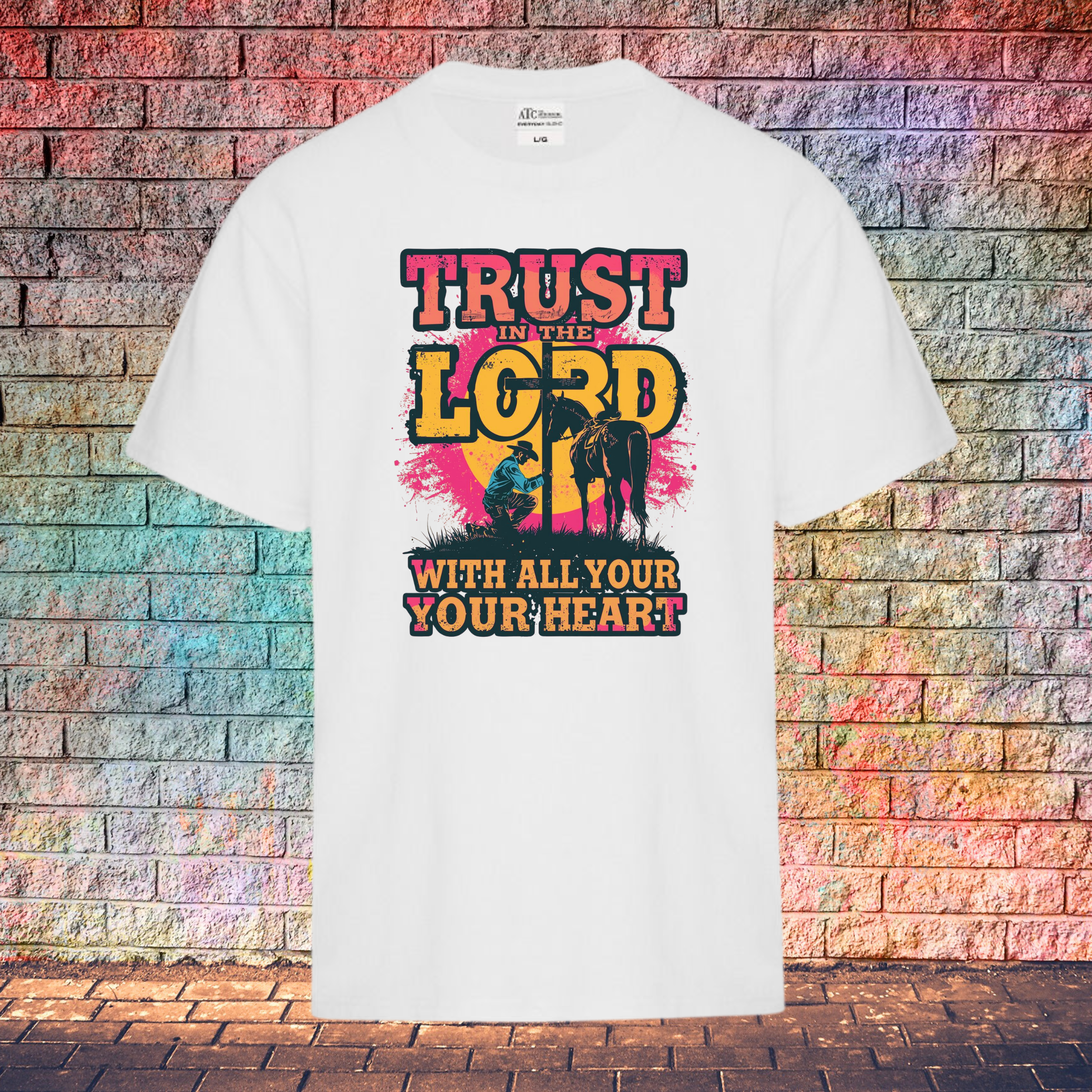 Trust In The Lord With All Your Heart / Pink and Yellow - Youth T-Shirt