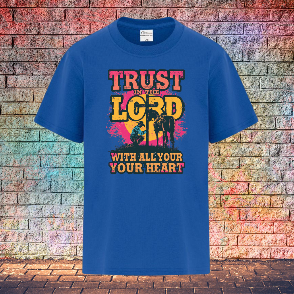 Trust In The Lord With All Your Heart / Pink and Yellow - Youth T-Shirt