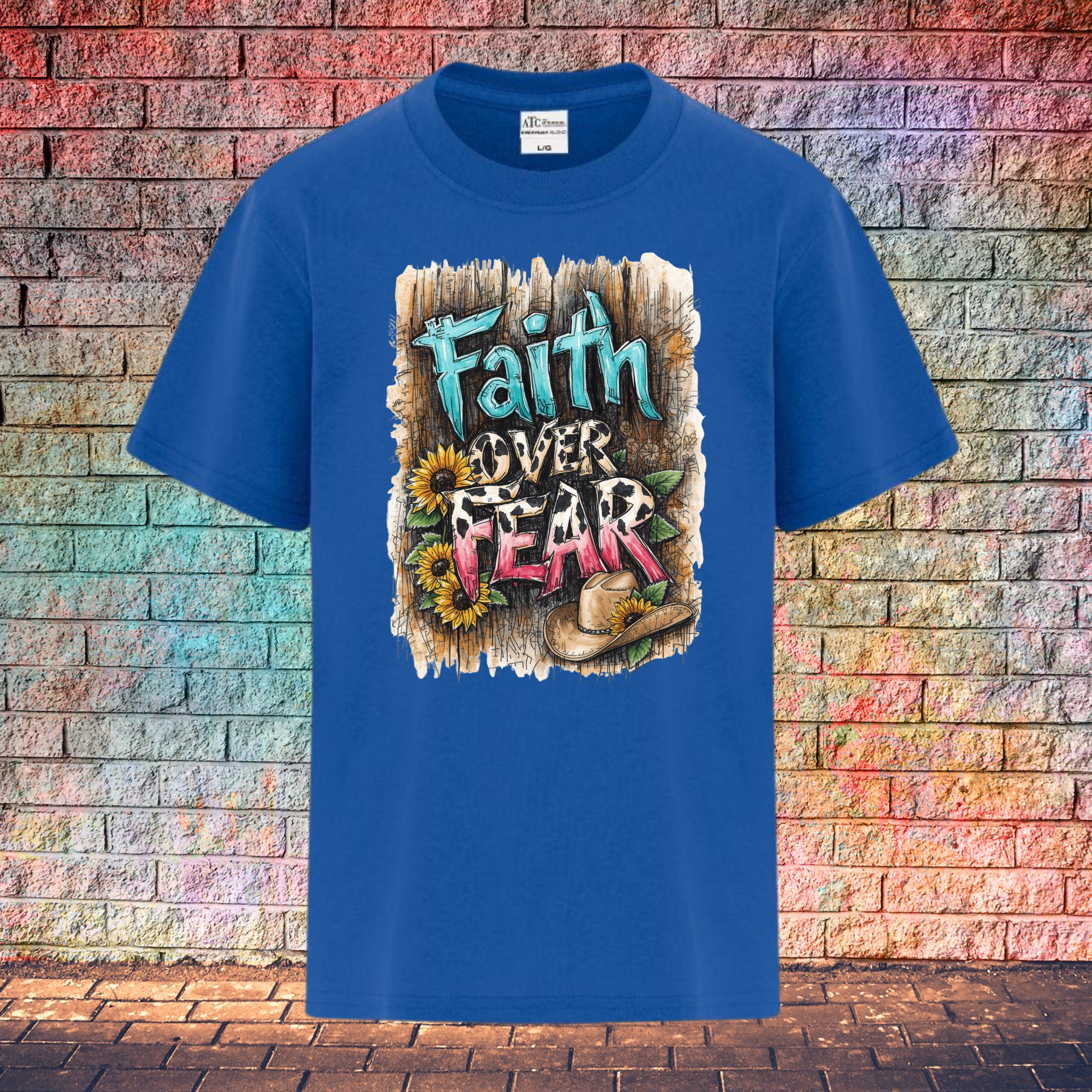Faith Over Fear / Barn Wood Background - Youth T-Shirt