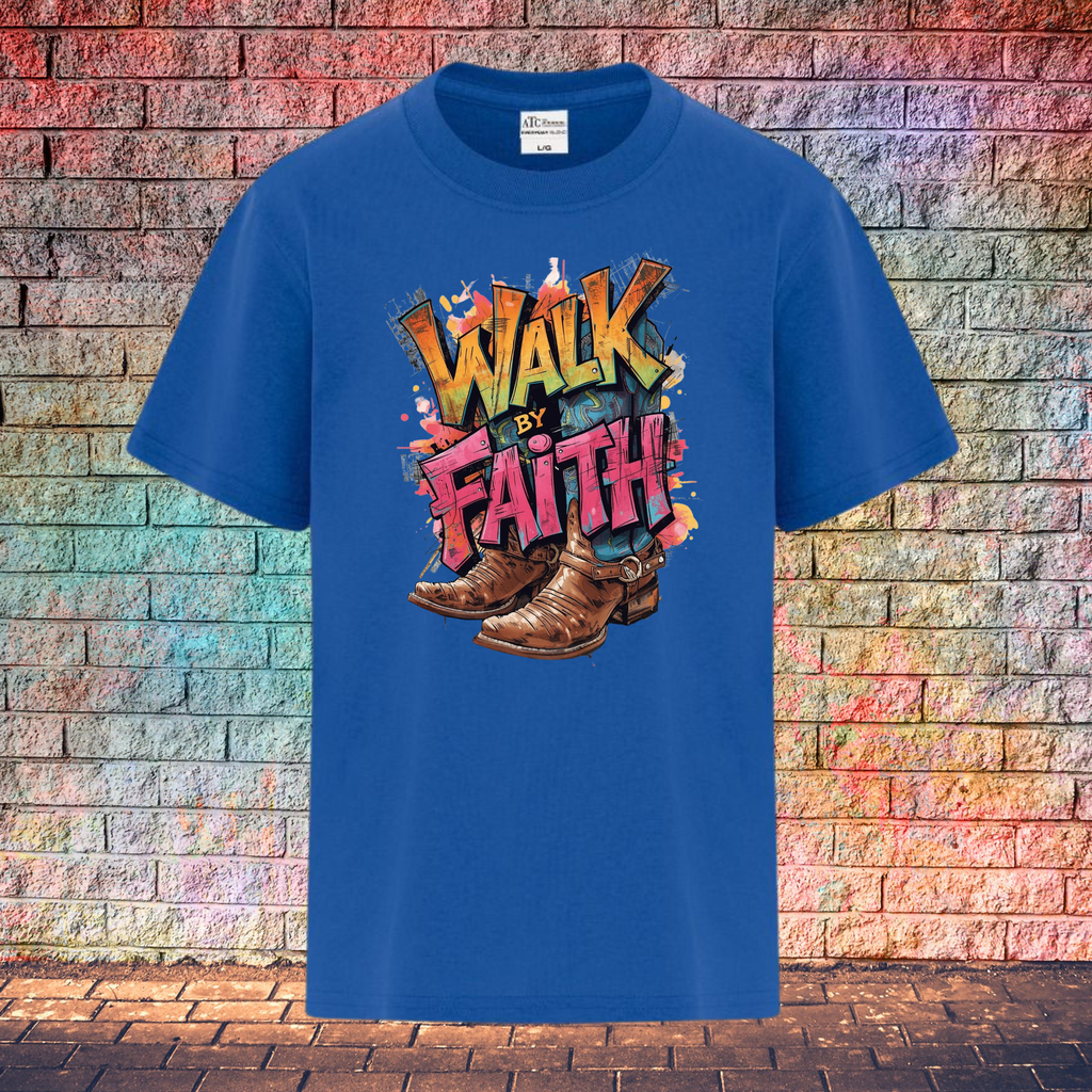 Walk By Faith / 2 Boots - Youth T-Shirt