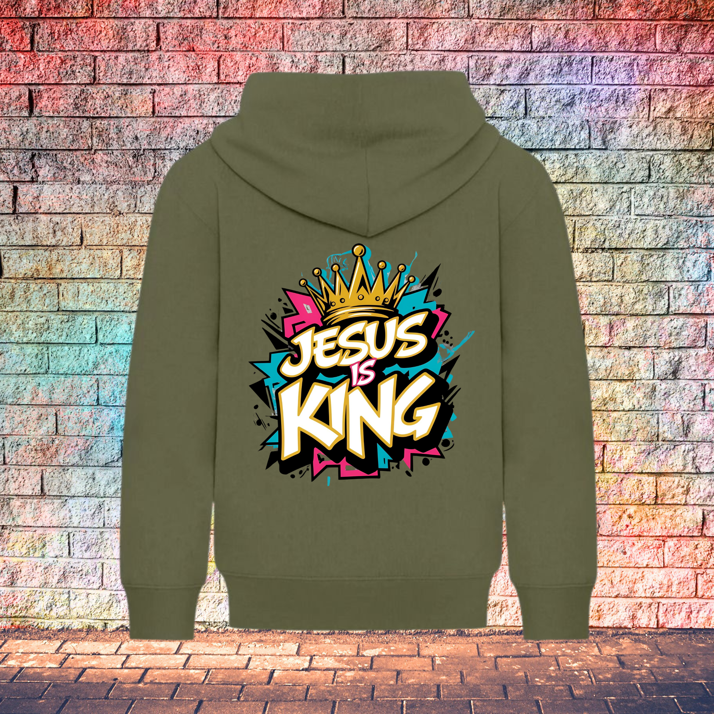Jesus Is King Colour Burst - Youth Hoodie