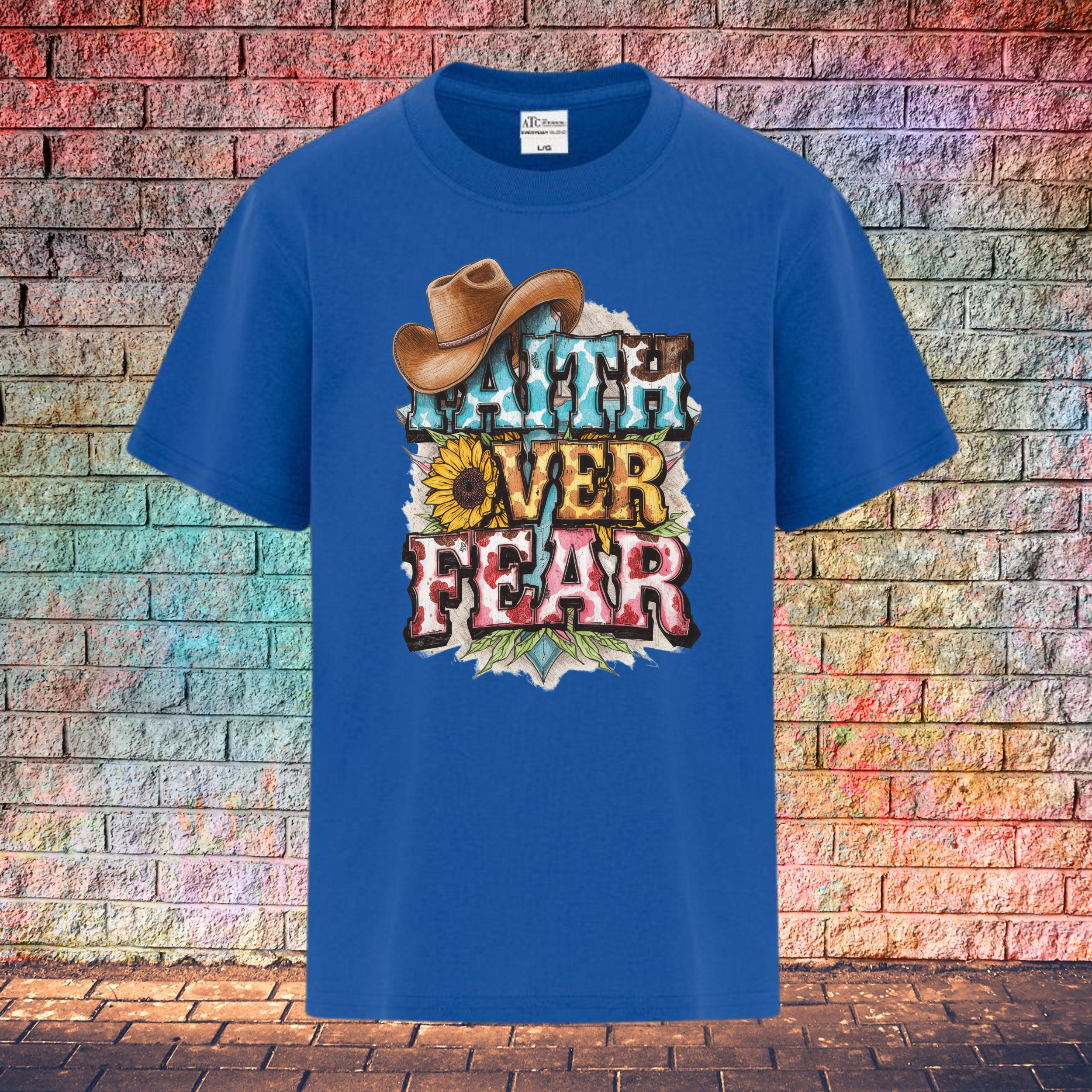 Faith Over Fear / Cowboy Hat Top Left - Youth T-Shirt