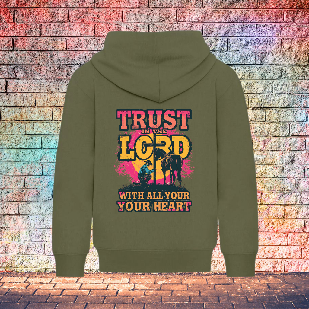 Trust In The Lord With All Your Heart Pink/Yellow - Youth Hoodie
