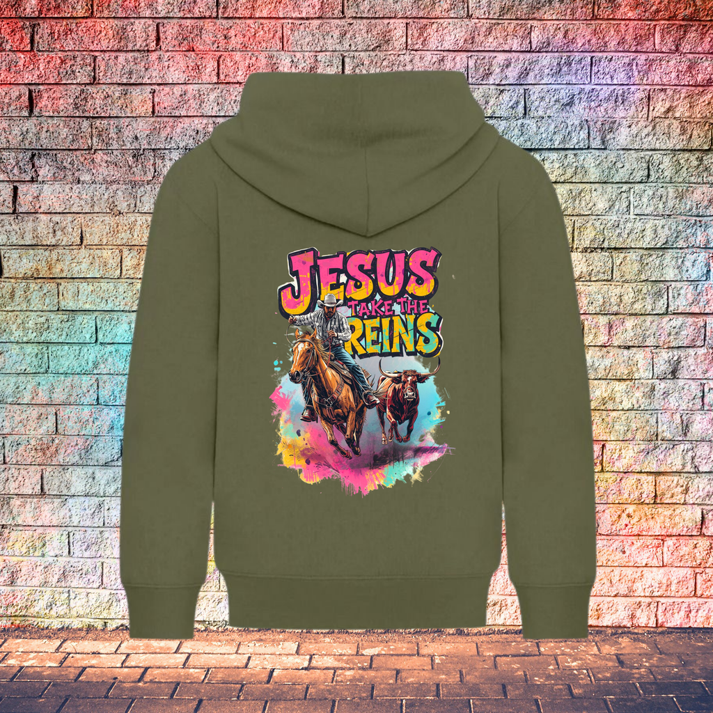 Jesus Take The Reins / Cowboy and Bull - Youth Hoodie