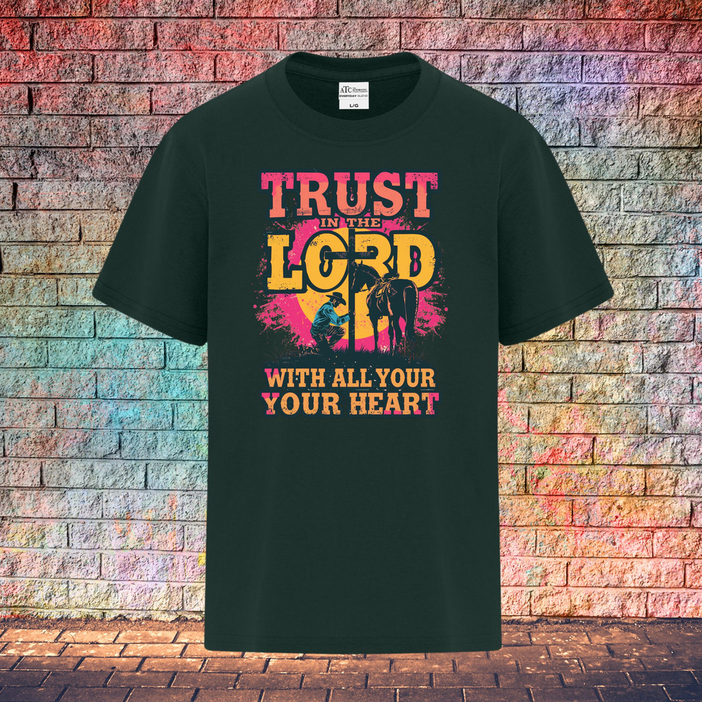 Trust In The Lord With All Your Heart / Pink and Yellow - Youth T-Shirt