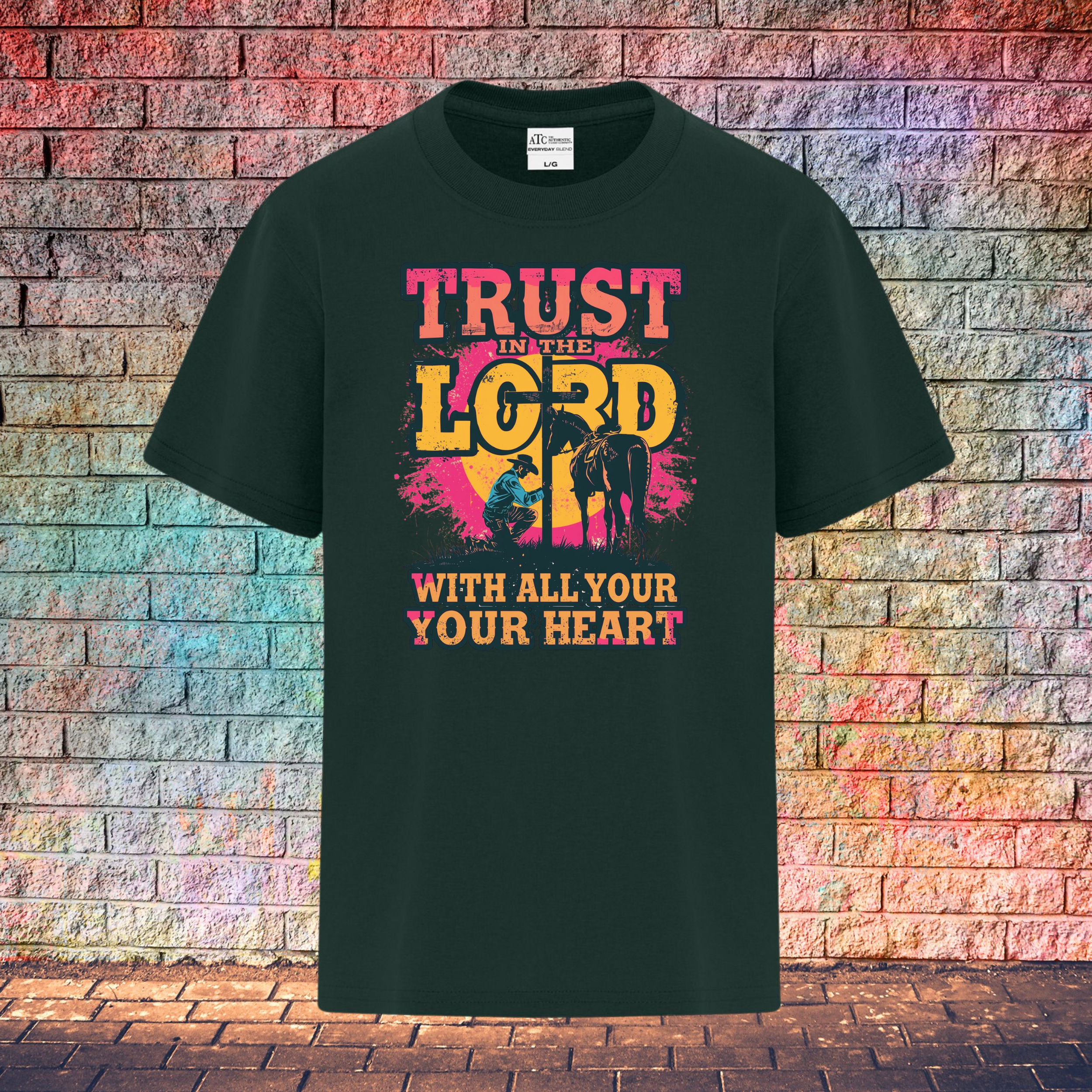 Trust In The Lord With All Your Heart / Pink and Yellow - Youth T-Shirt