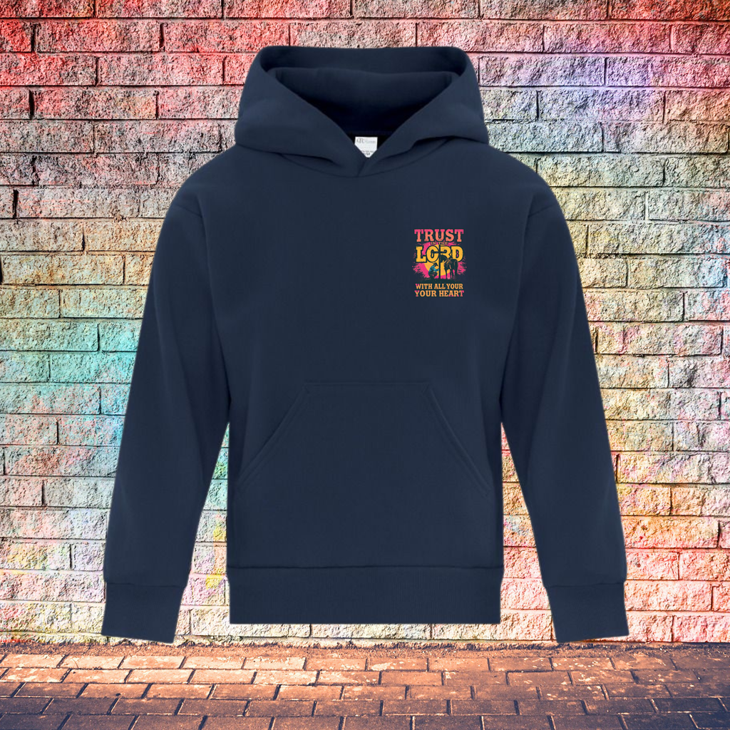 Trust In The Lord With All Your Heart Pink/Yellow - Youth Hoodie