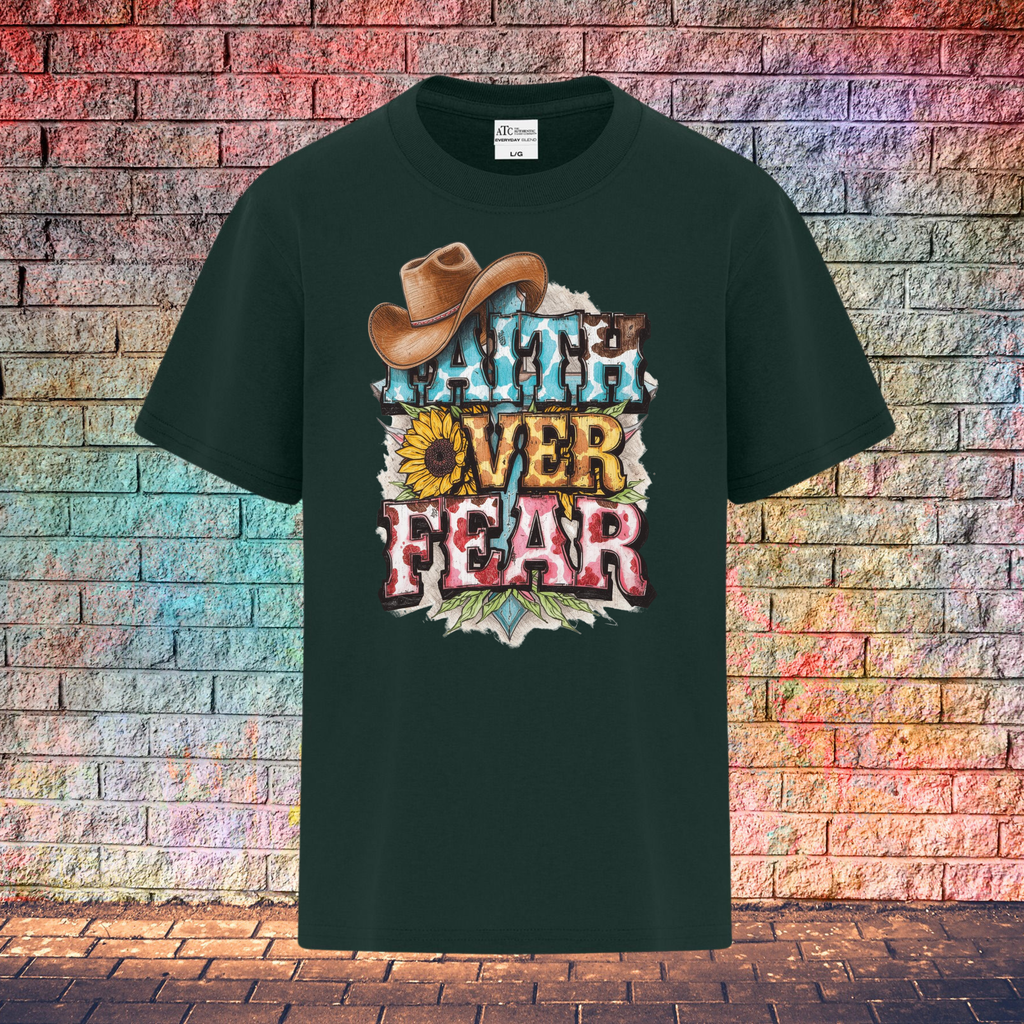 Faith Over Fear / Cowboy Hat Top Left - Youth T-Shirt