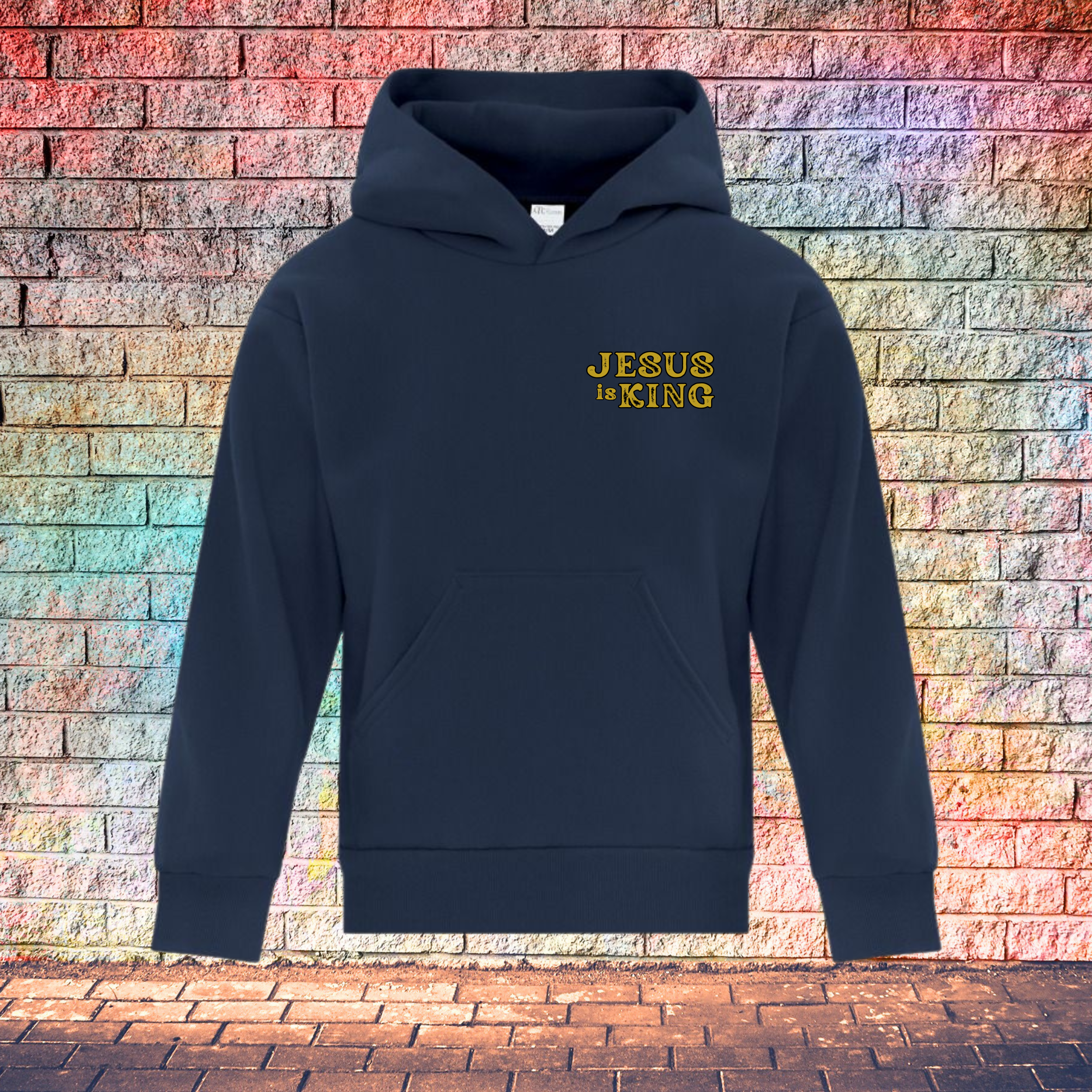 Jesus Is King Rustic Gold Letters - Youth Hoodie
