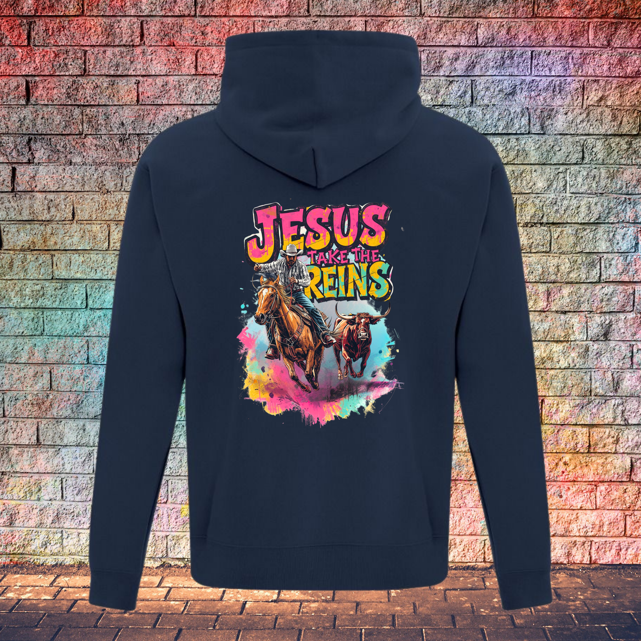 Jesus Take The Reins / Cowboy and Bull - Youth Hoodie