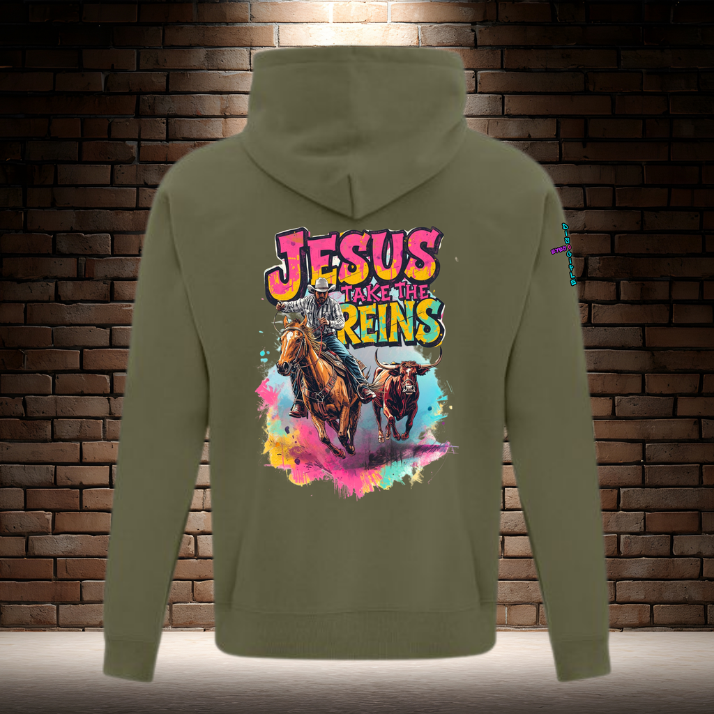 Jesus Take the Reins - Cowboy and Bull