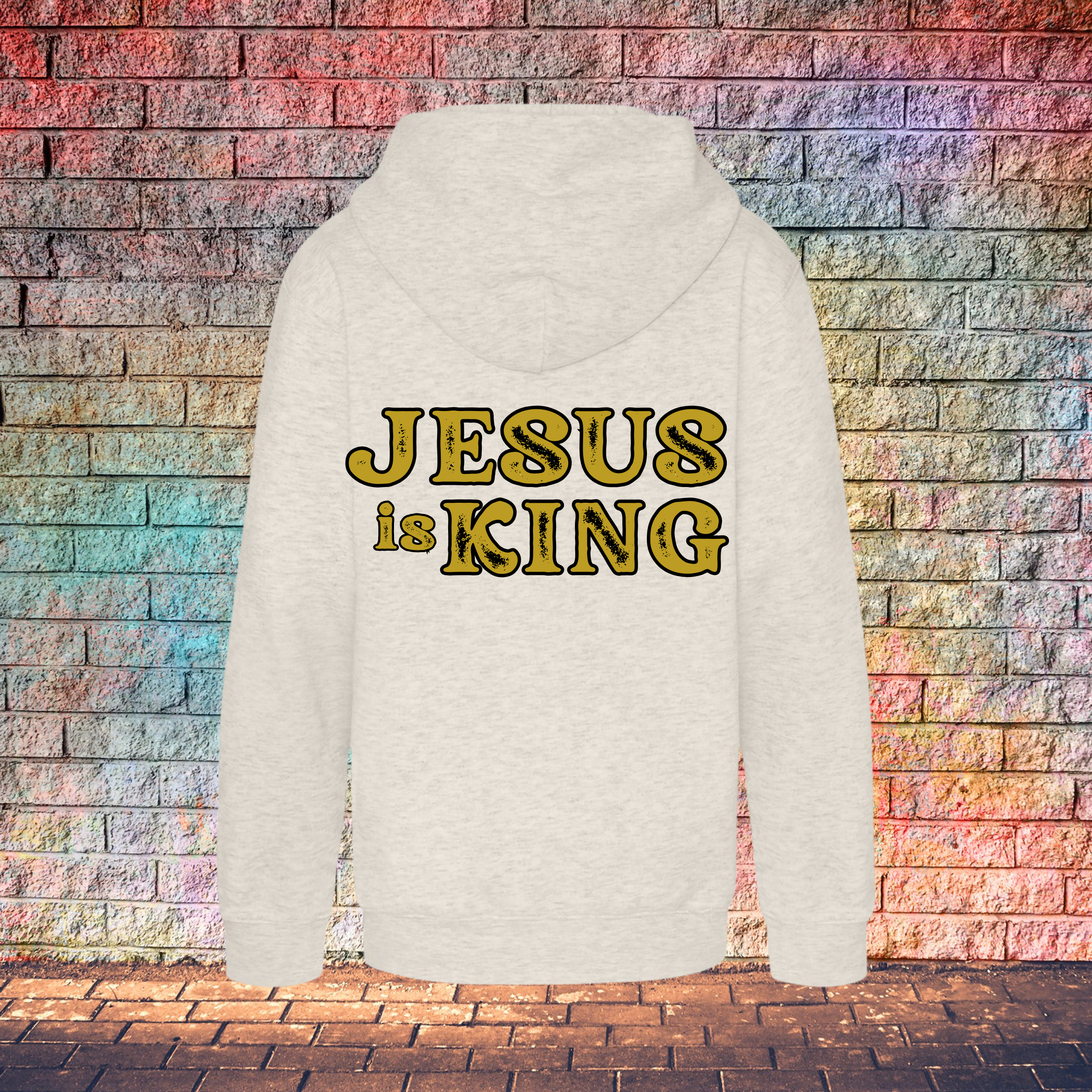 Jesus Is King Rustic Gold Letters - Youth Hoodie
