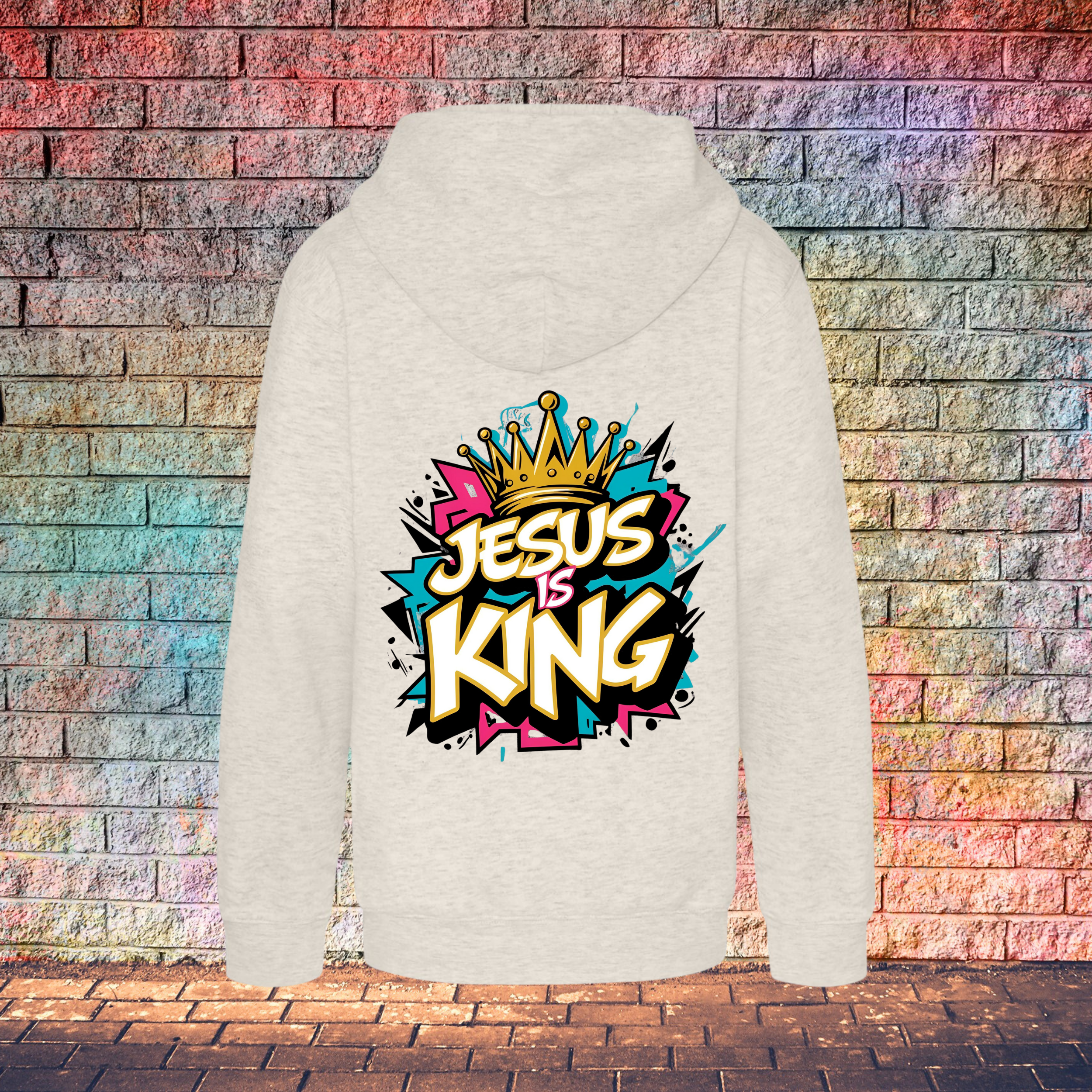 Jesus Is King Colour Burst - Youth Hoodie