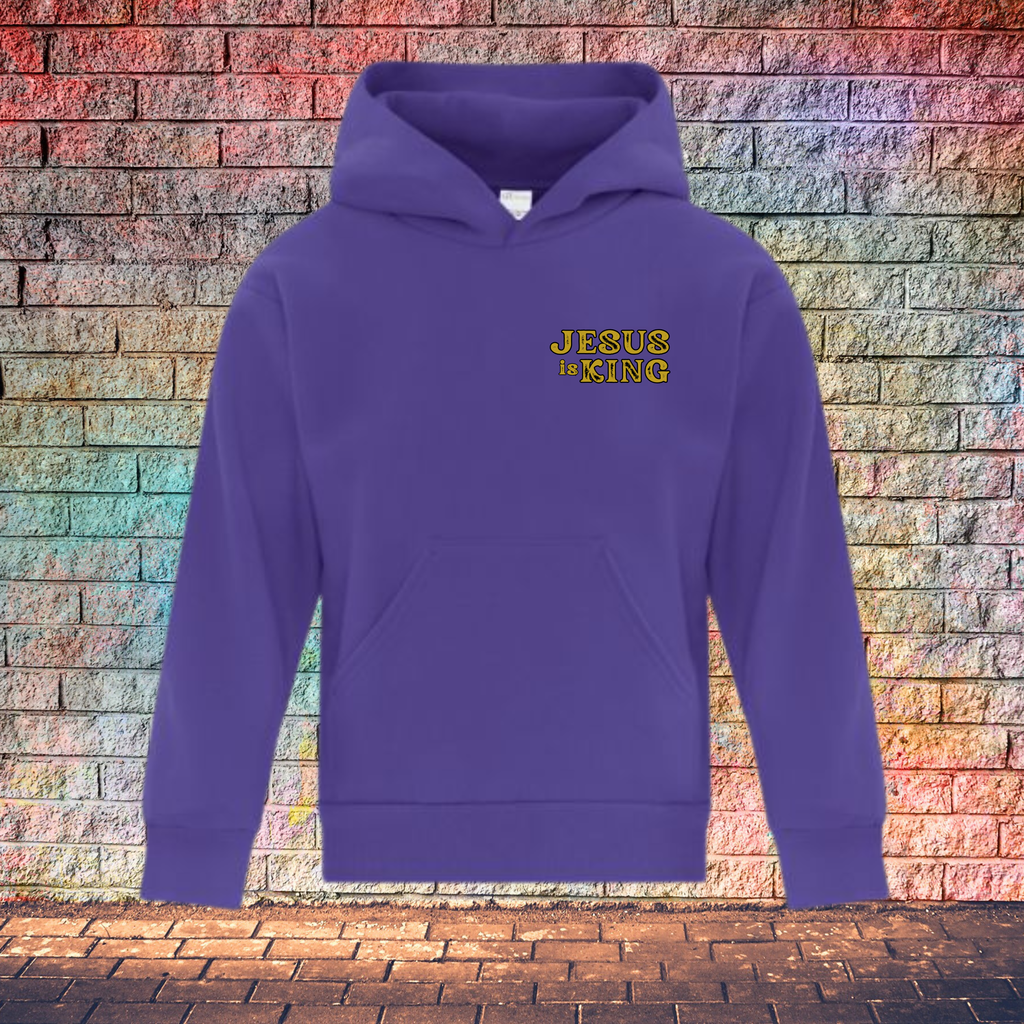 Jesus Is King Rustic Gold Letters - Youth Hoodie