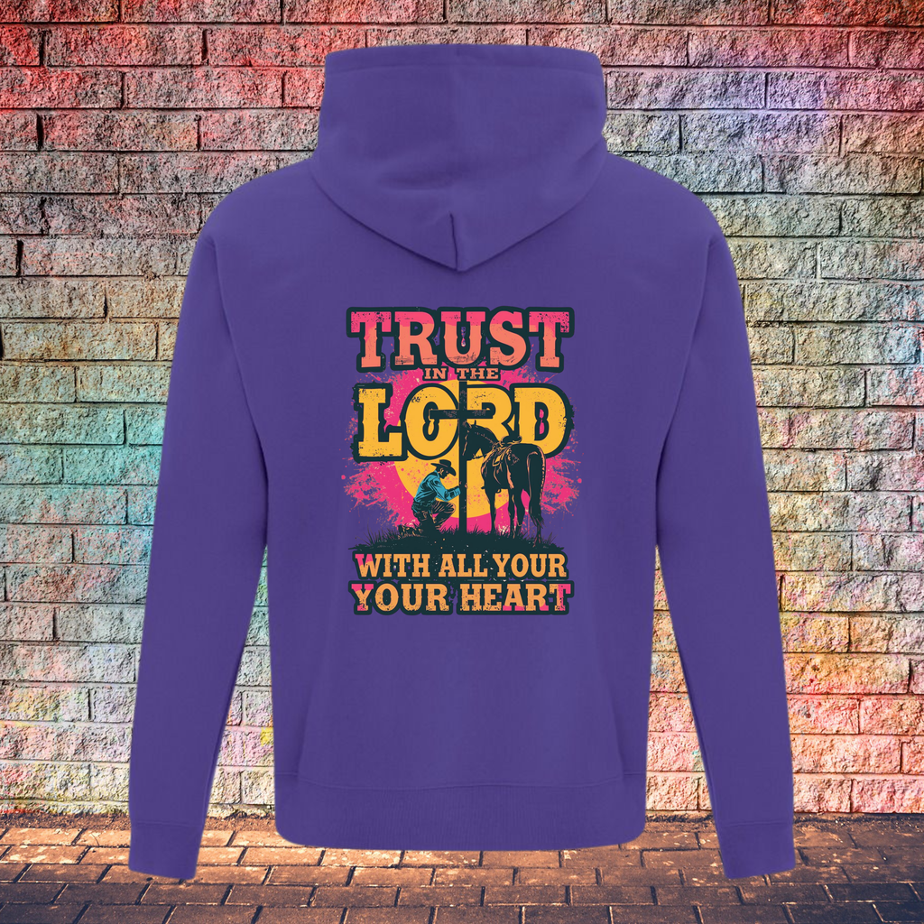Trust In The Lord With All Your Heart Pink/Yellow - Youth Hoodie