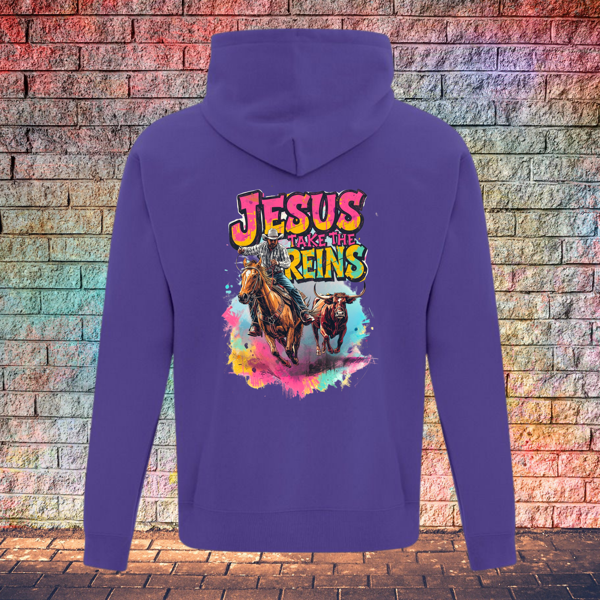Jesus Take The Reins / Cowboy and Bull - Youth Hoodie