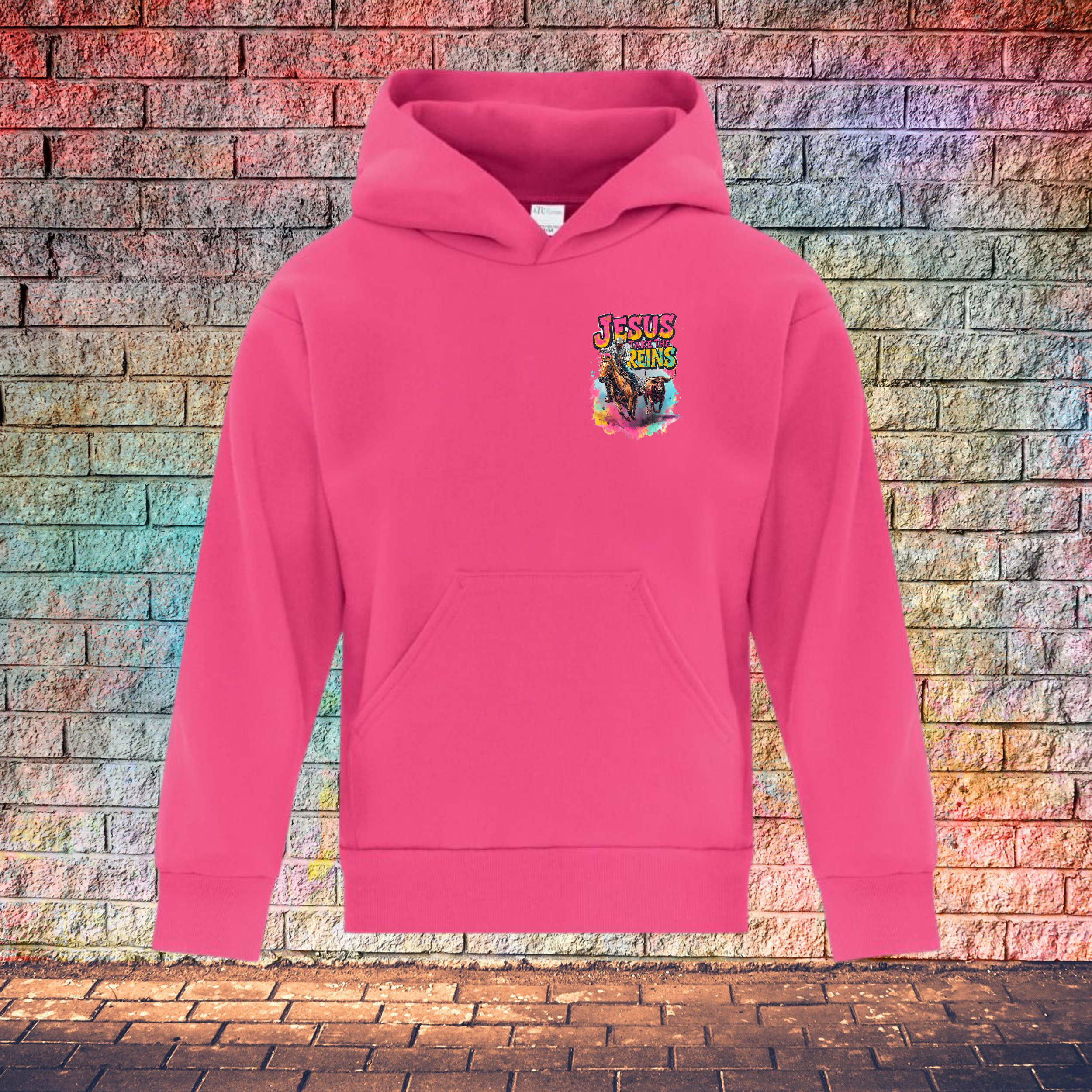 Jesus Take The Reins / Cowboy and Bull - Youth Hoodie