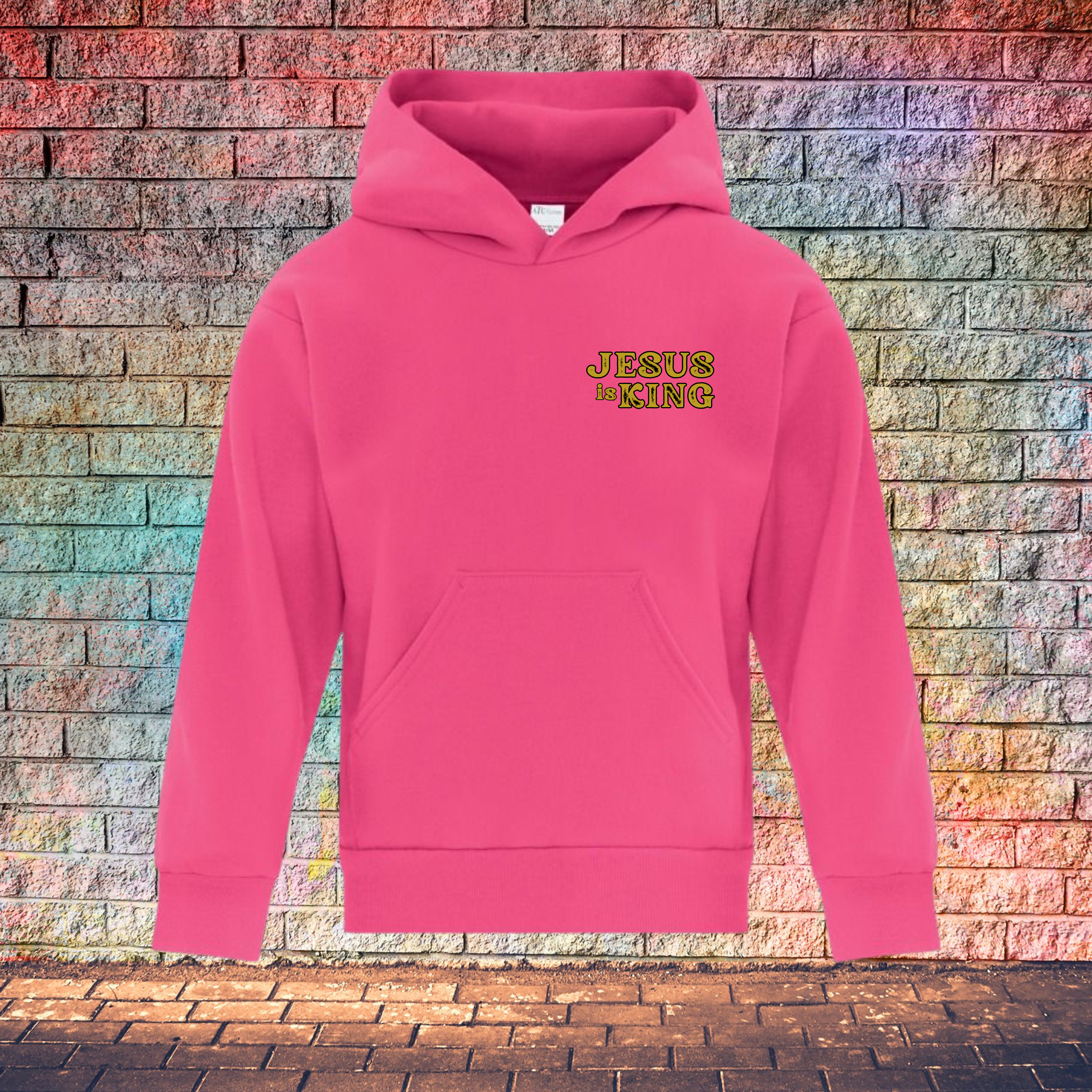 Jesus Is King Rustic Gold Letters - Youth Hoodie