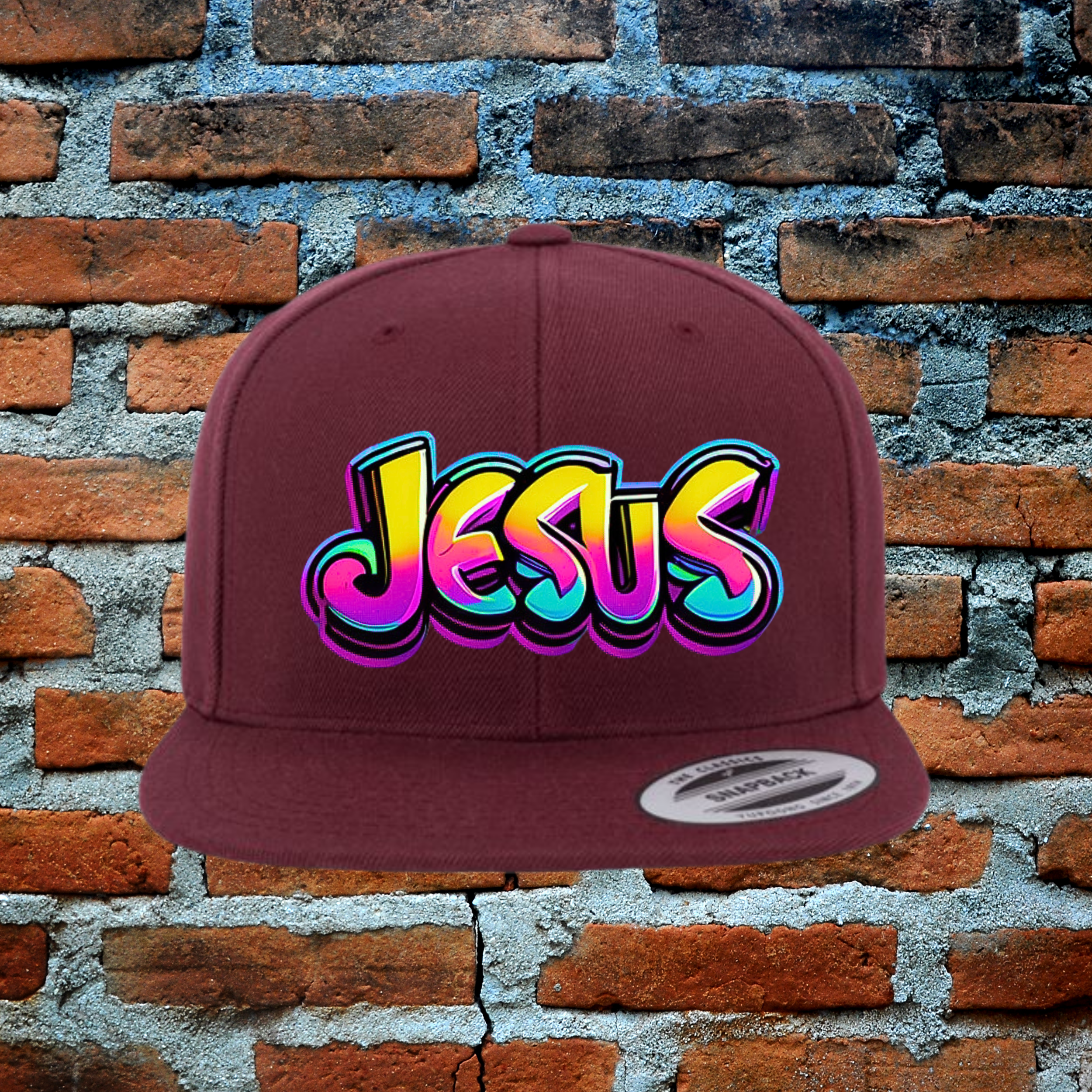 Bold Jesus Snapback Flat Brim Hat