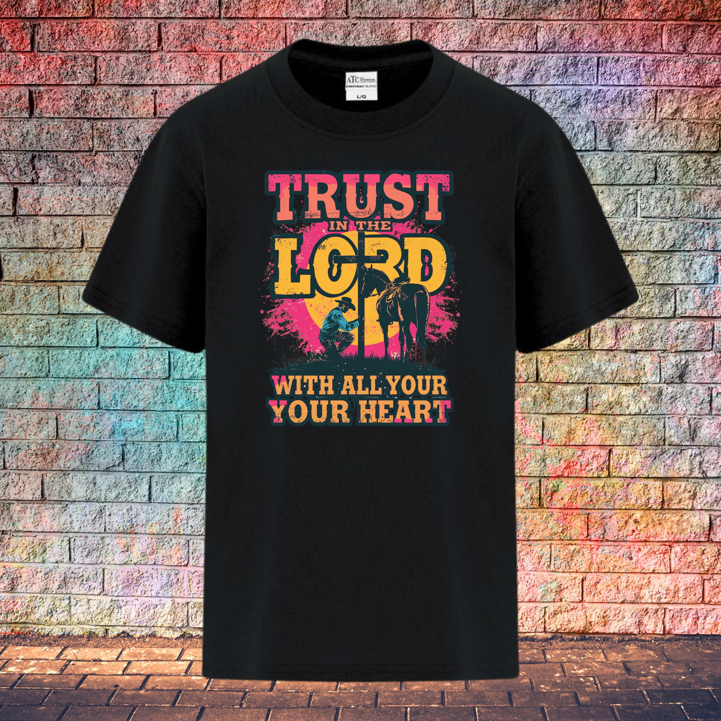 Trust In The Lord With All Your Heart / Pink and Yellow - Youth T-Shirt