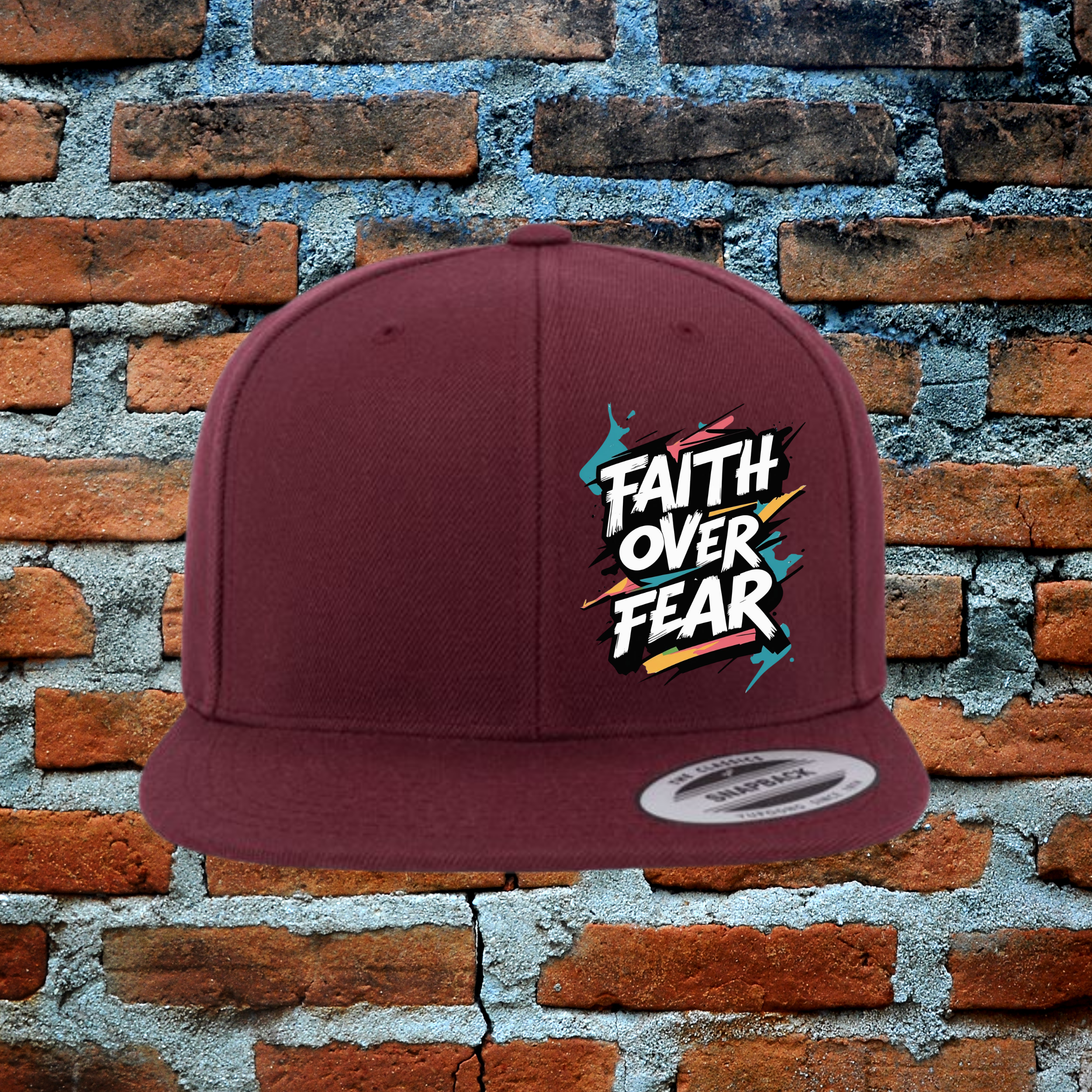 Faith Over Fear - Snapback Flat Brim Hat