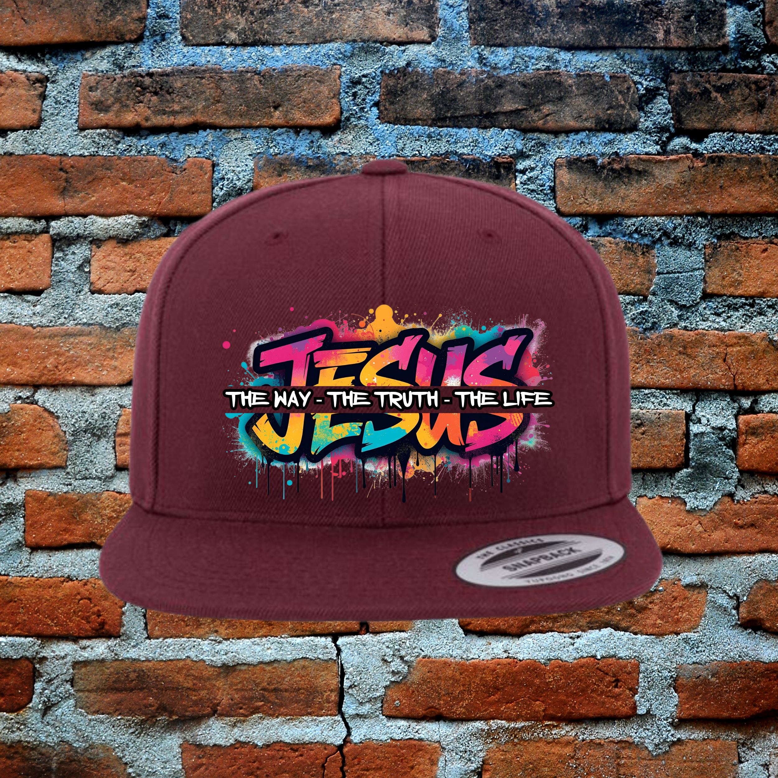 Jesus The Way The Truth The Life - Snapback Flat Brim Hat