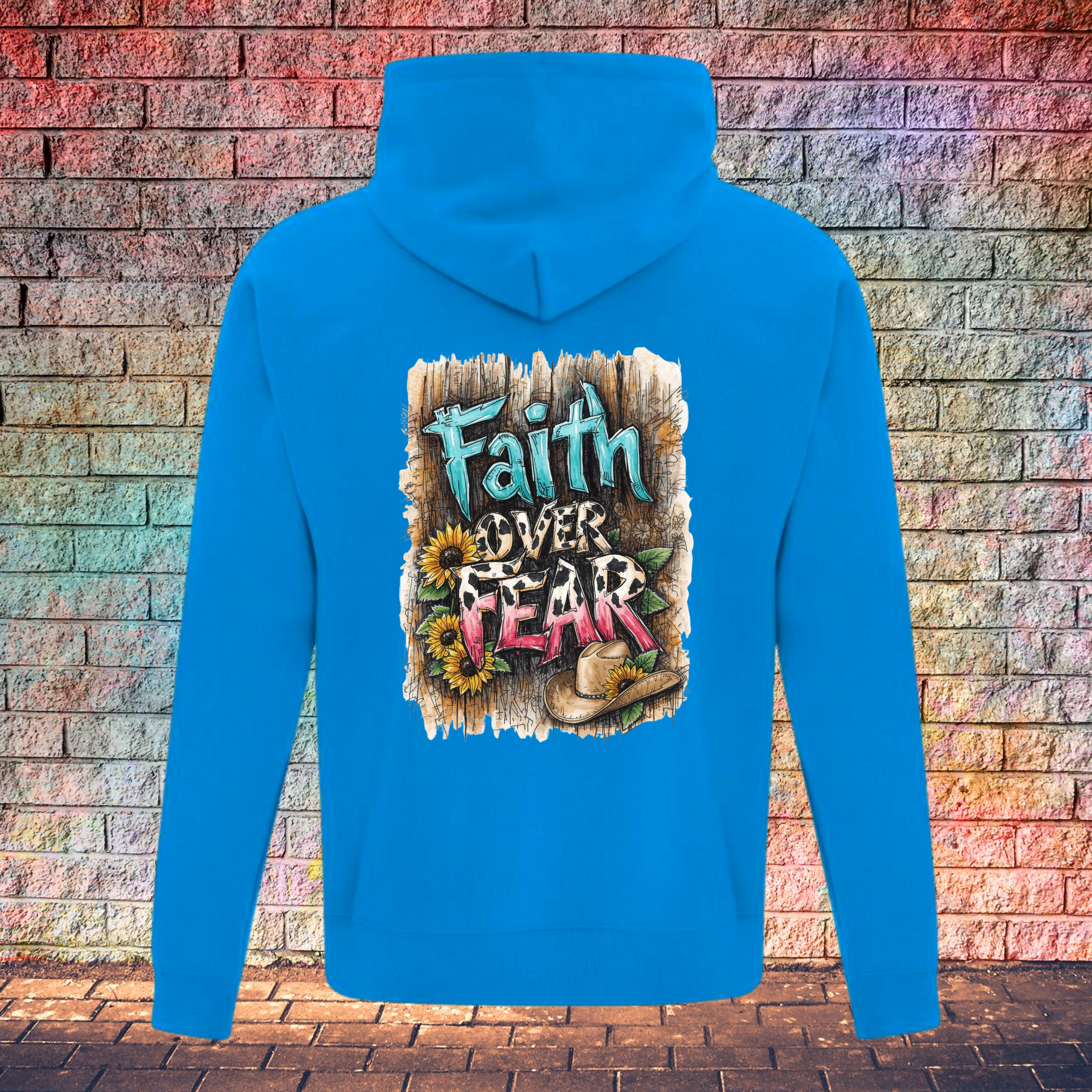 Faith Over Fear Barn Wood Background - Youth Hoodie