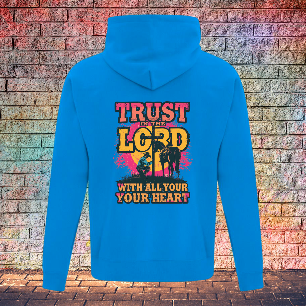 Trust In The Lord With All Your Heart Pink/Yellow - Youth Hoodie