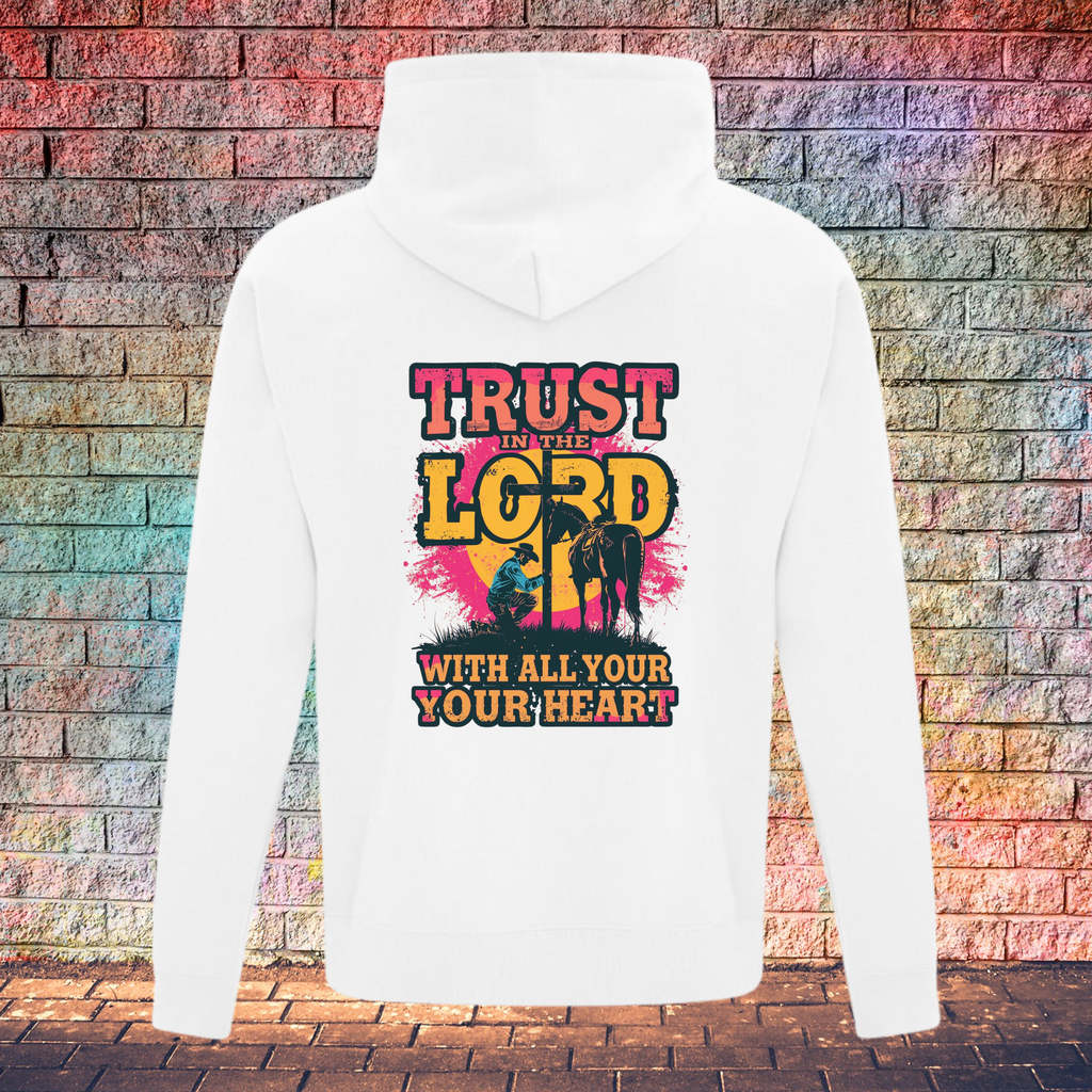 Trust In The Lord With All Your Heart Pink/Yellow - Youth Hoodie