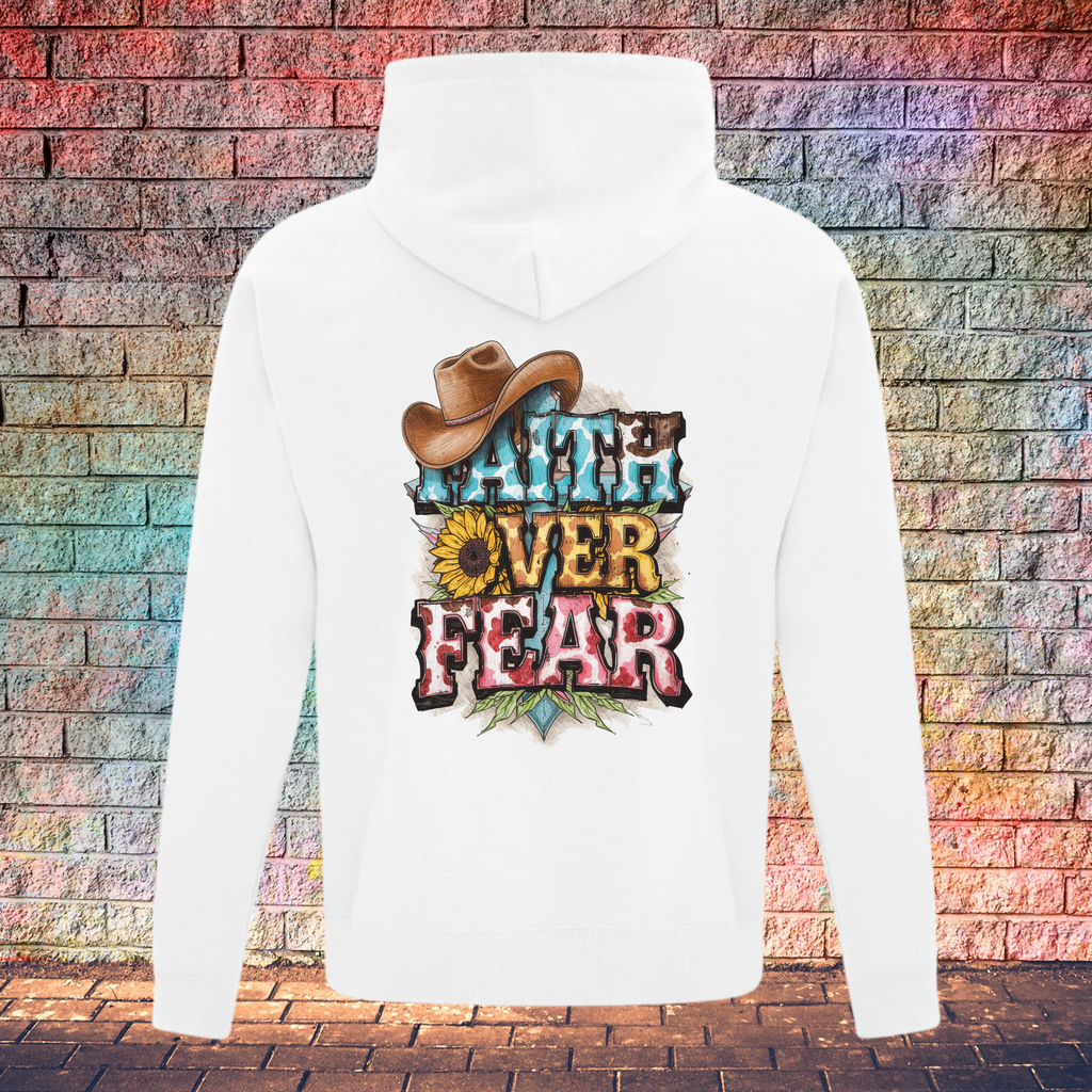 Faith Over Fear Cowboy Hat Left Side - Youth Hoodie