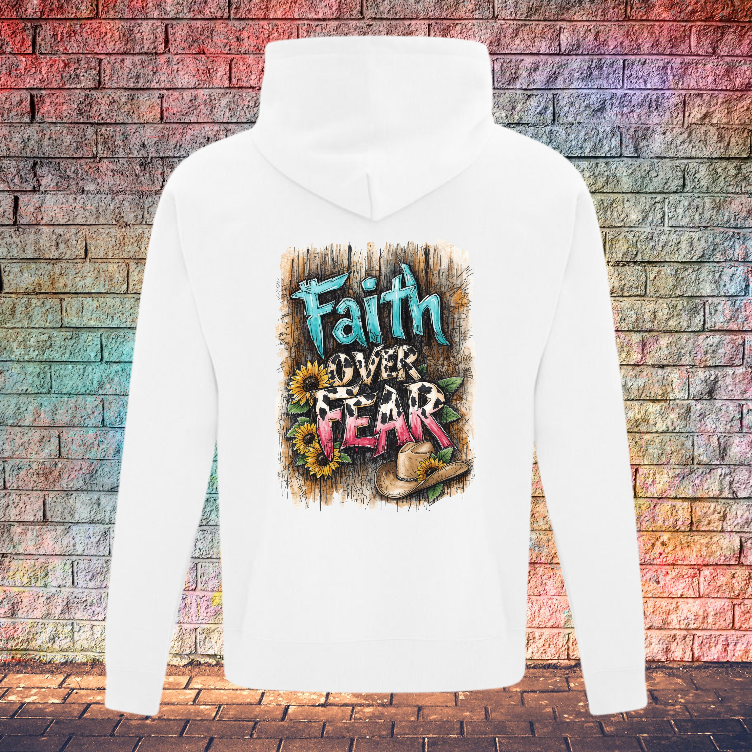 Faith Over Fear Barn Wood Background - Youth Hoodie