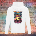Trust In The Lord With All Your Heart Orange/Turquoise - Youth Hoodie