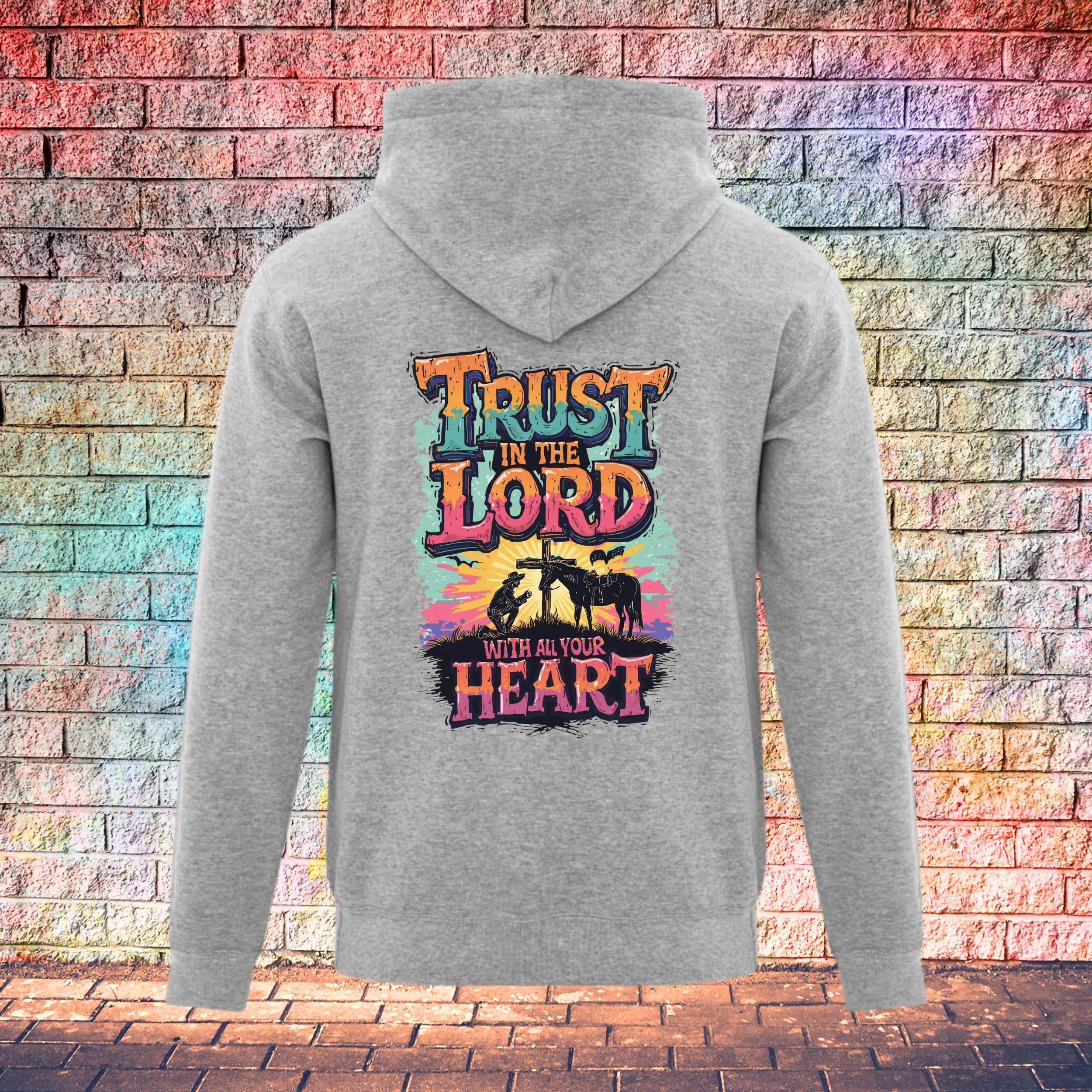 Trust In The Lord With All Your Heart Orange/Turquoise - Youth Hoodie