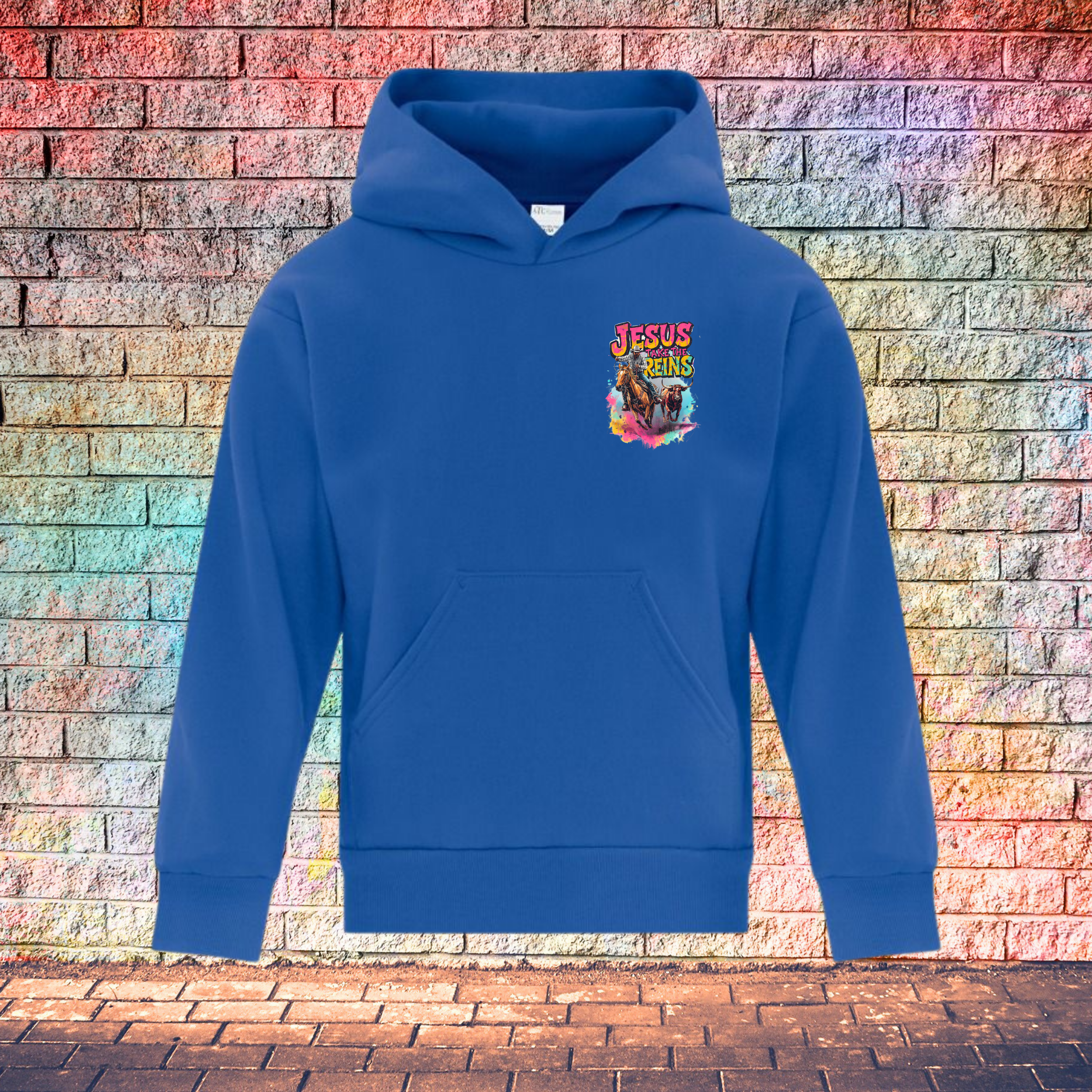Jesus Take The Reins / Cowboy and Bull - Youth Hoodie