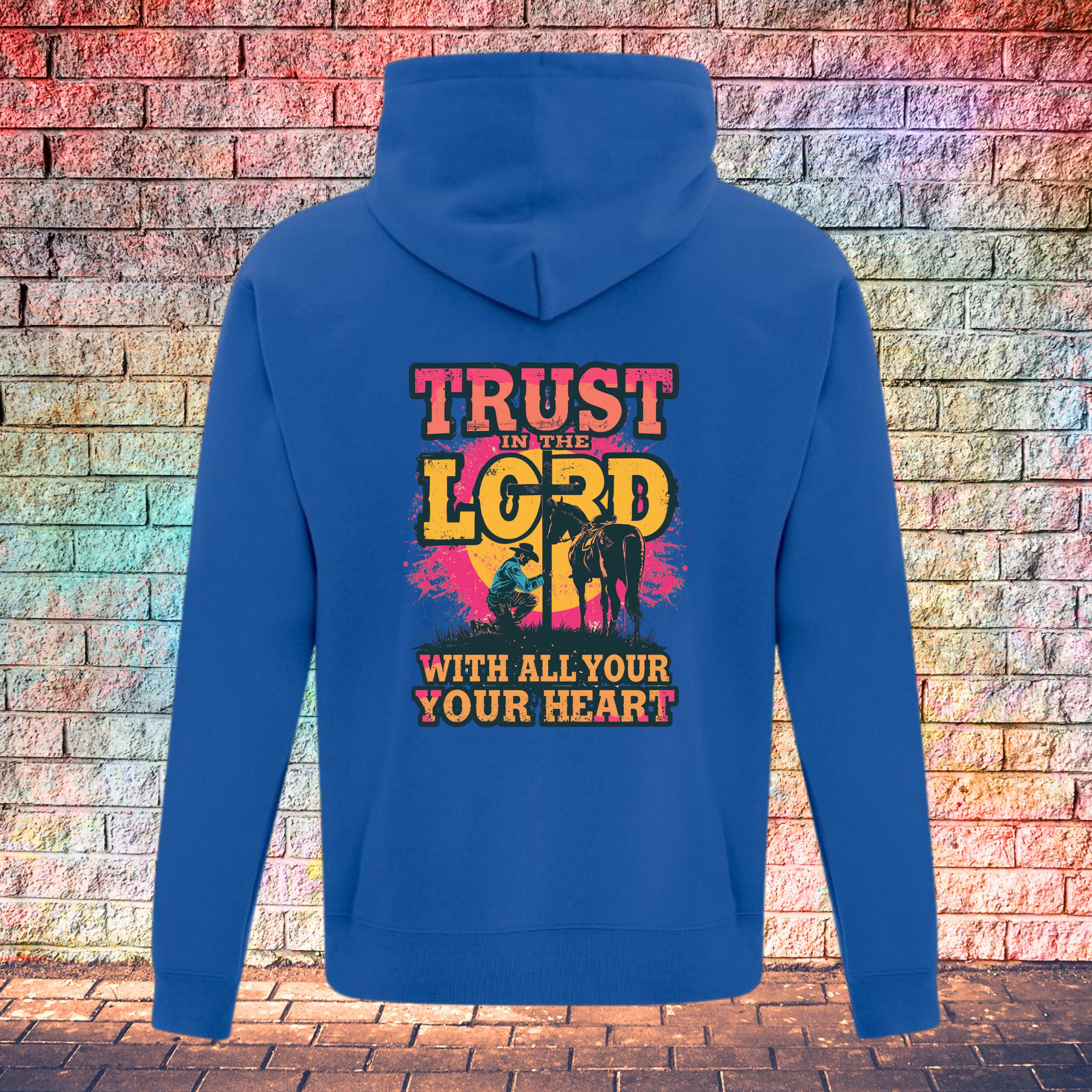 Trust In The Lord With All Your Heart Pink/Yellow - Youth Hoodie
