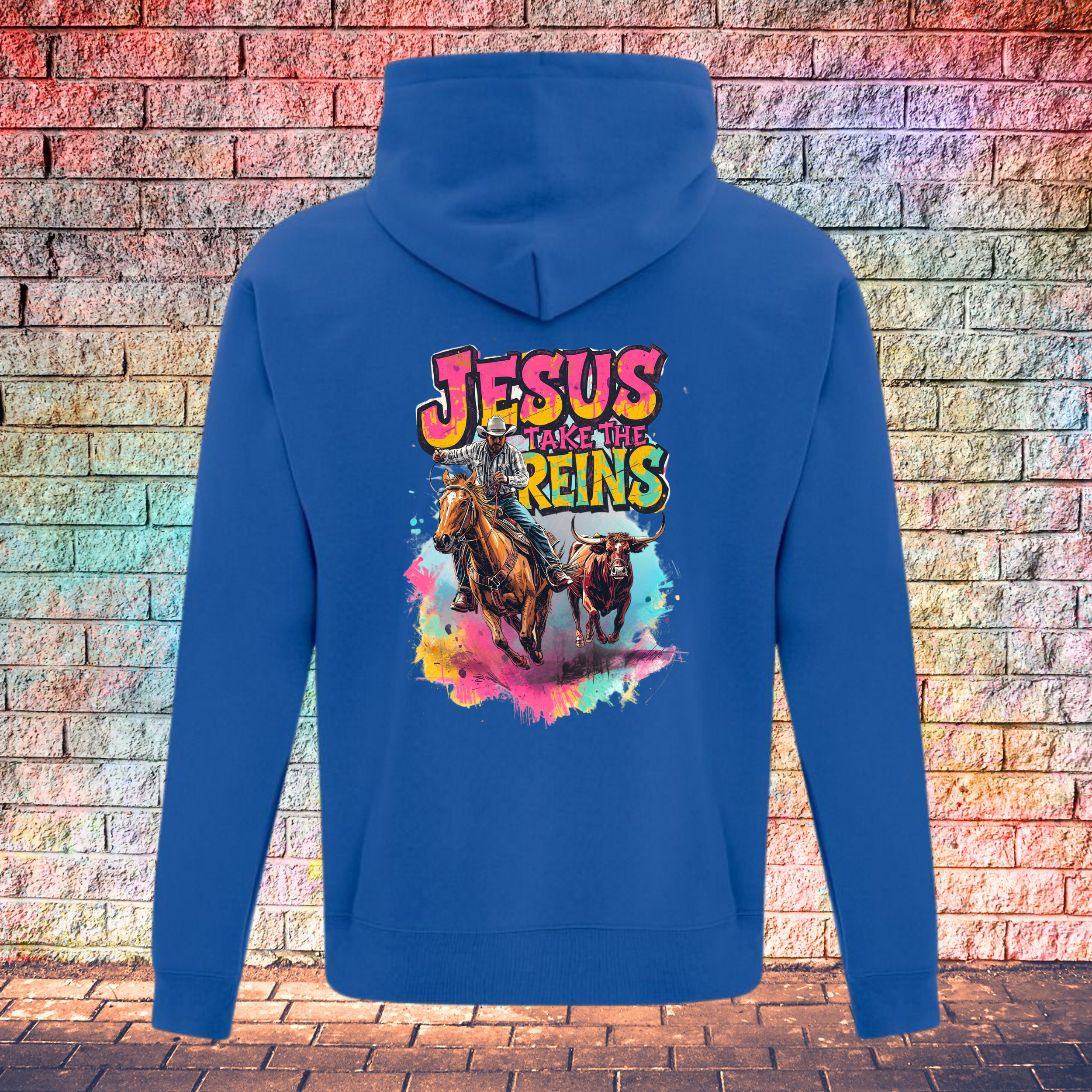Jesus Take The Reins / Cowboy and Bull - Youth Hoodie