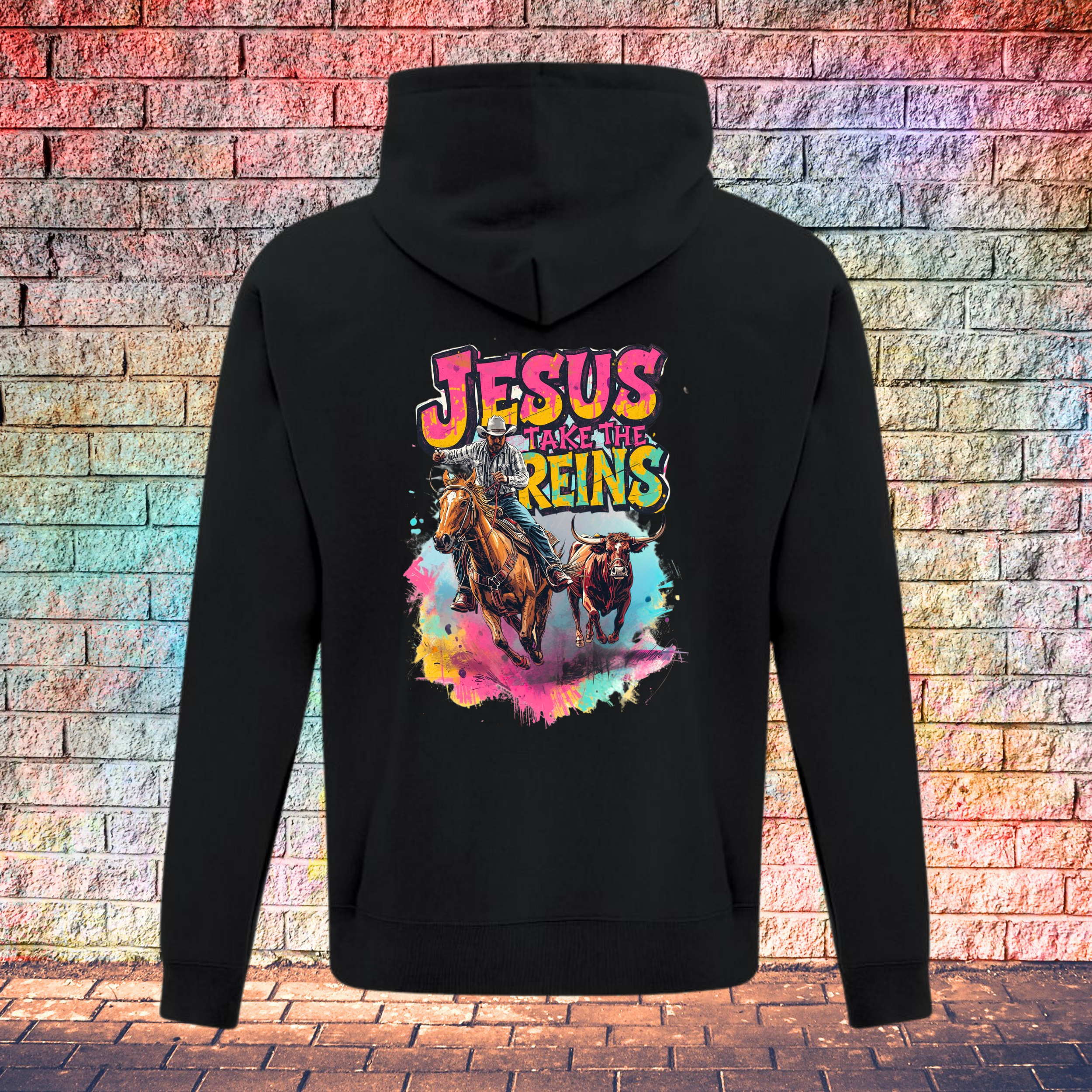 Jesus Take The Reins / Cowboy and Bull - Youth Hoodie
