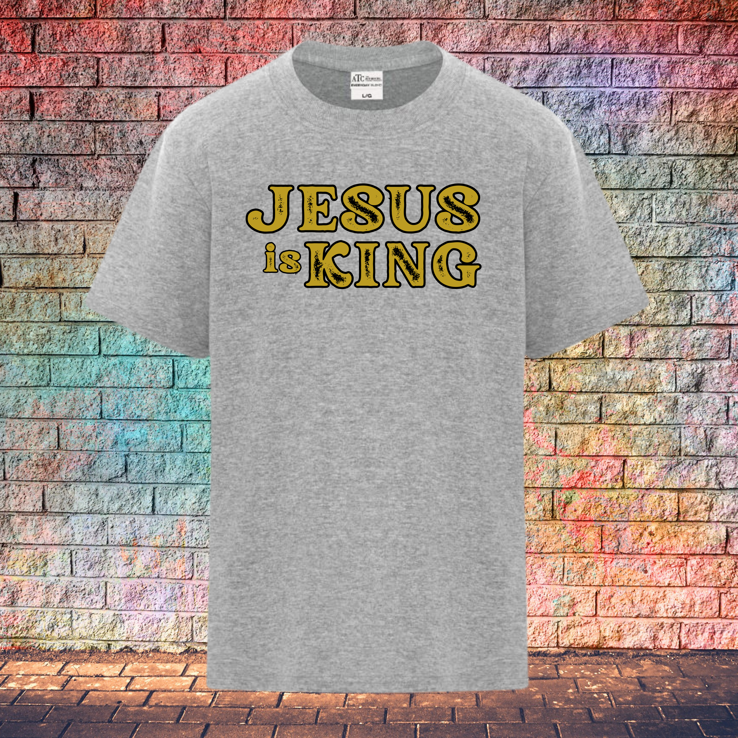 Jesus Is King / Rustic Gold Letters - Youth T-Shirt