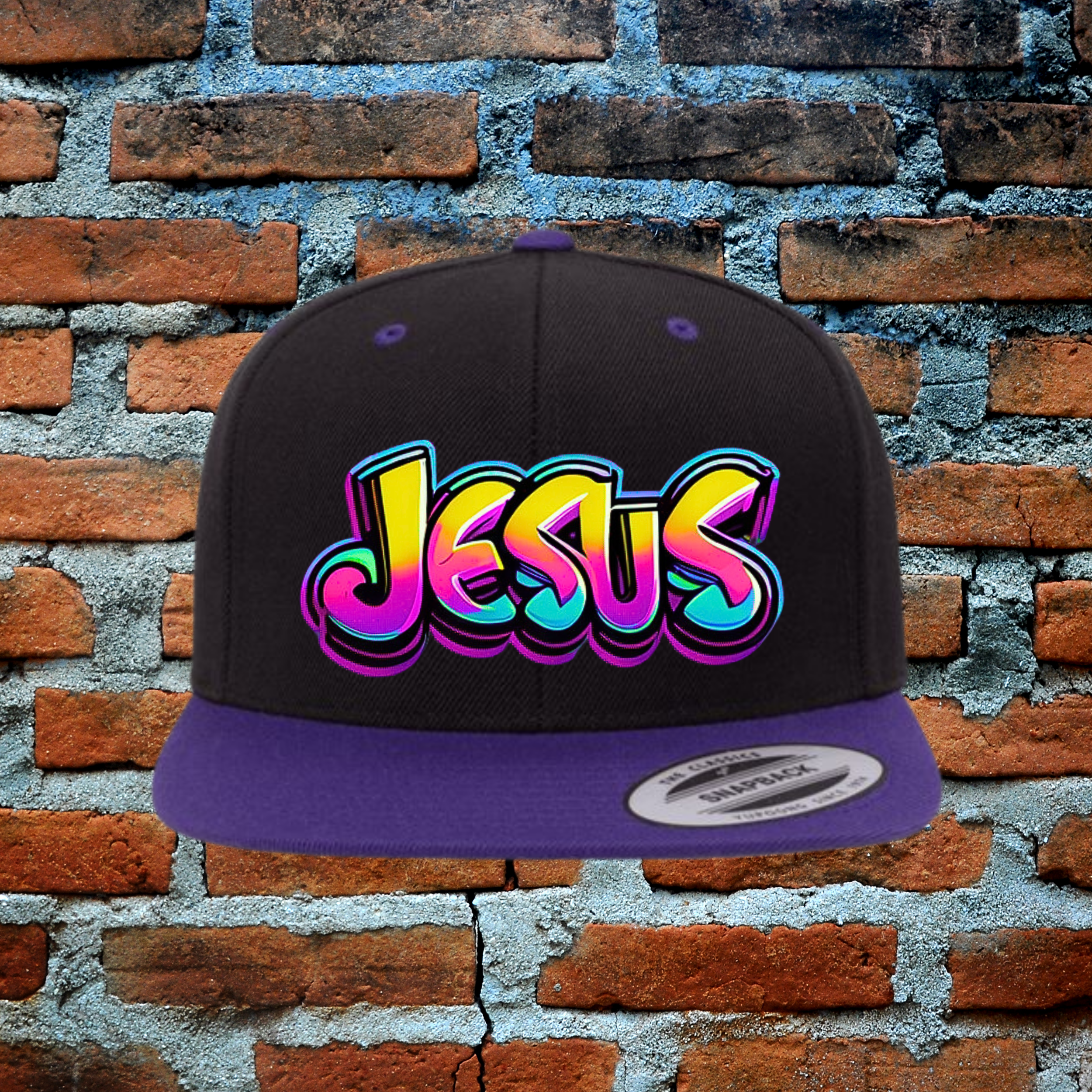 Bold Jesus Snapback Flat Brim Hat