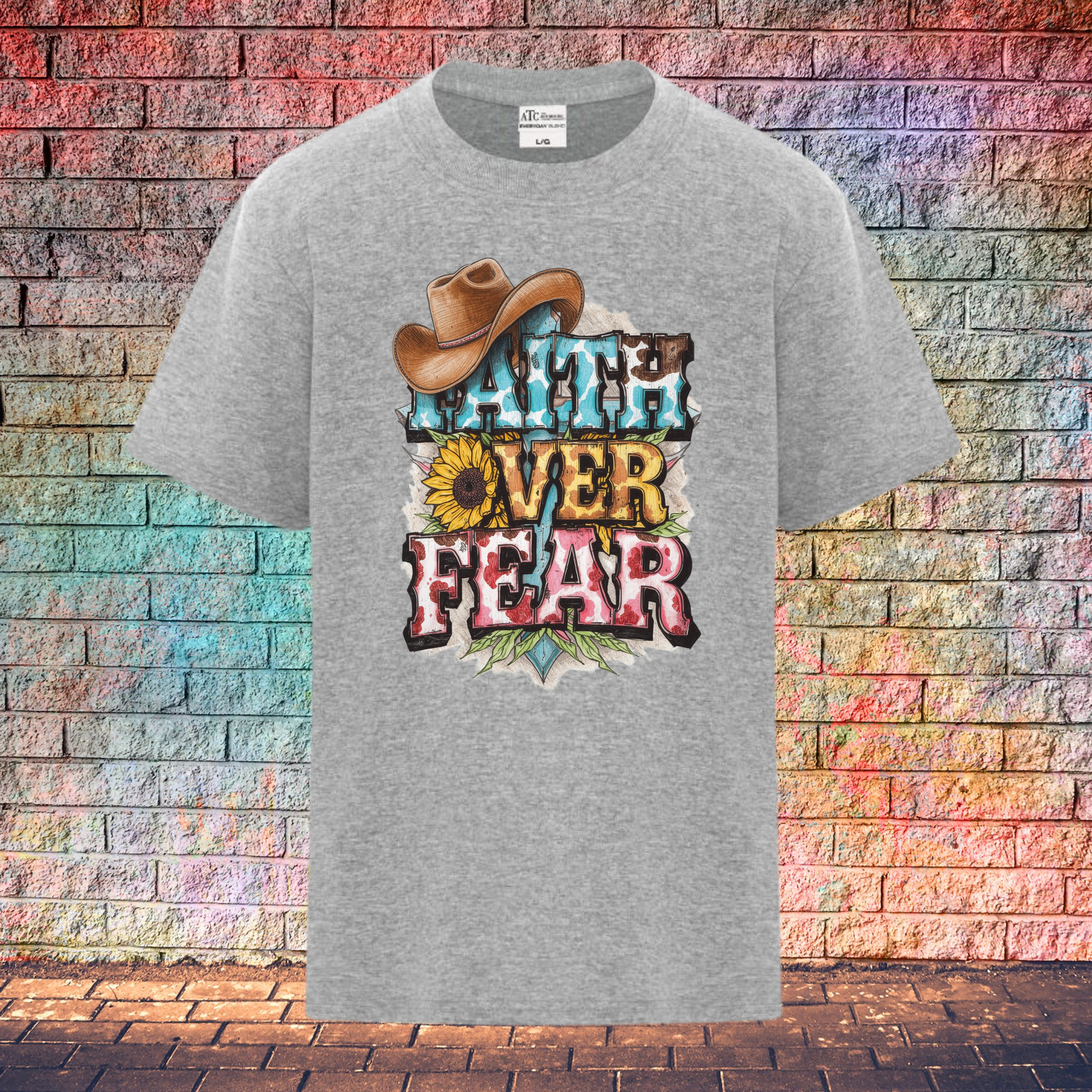 Faith Over Fear / Cowboy Hat Top Left - Youth T-Shirt