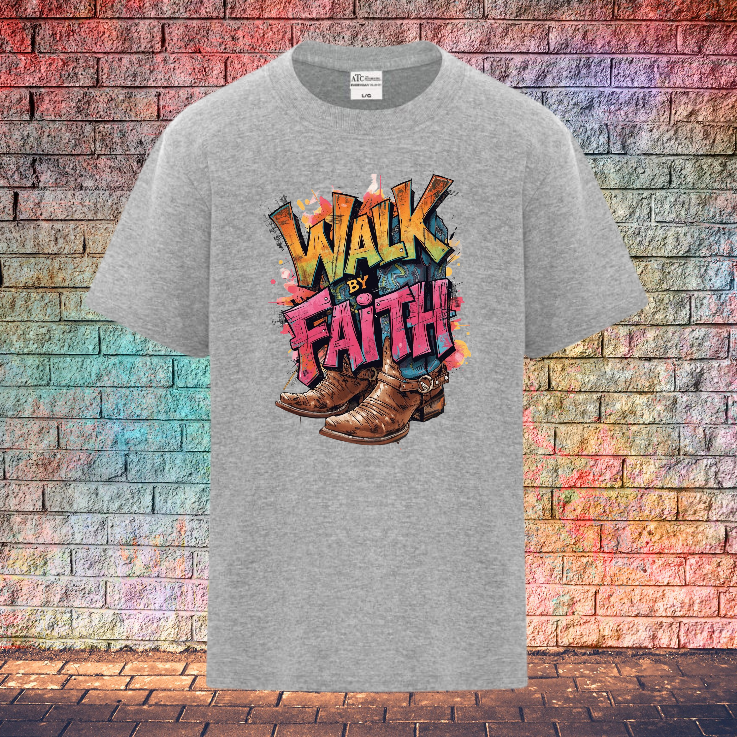 Walk By Faith / 2 Boots - Youth T-Shirt