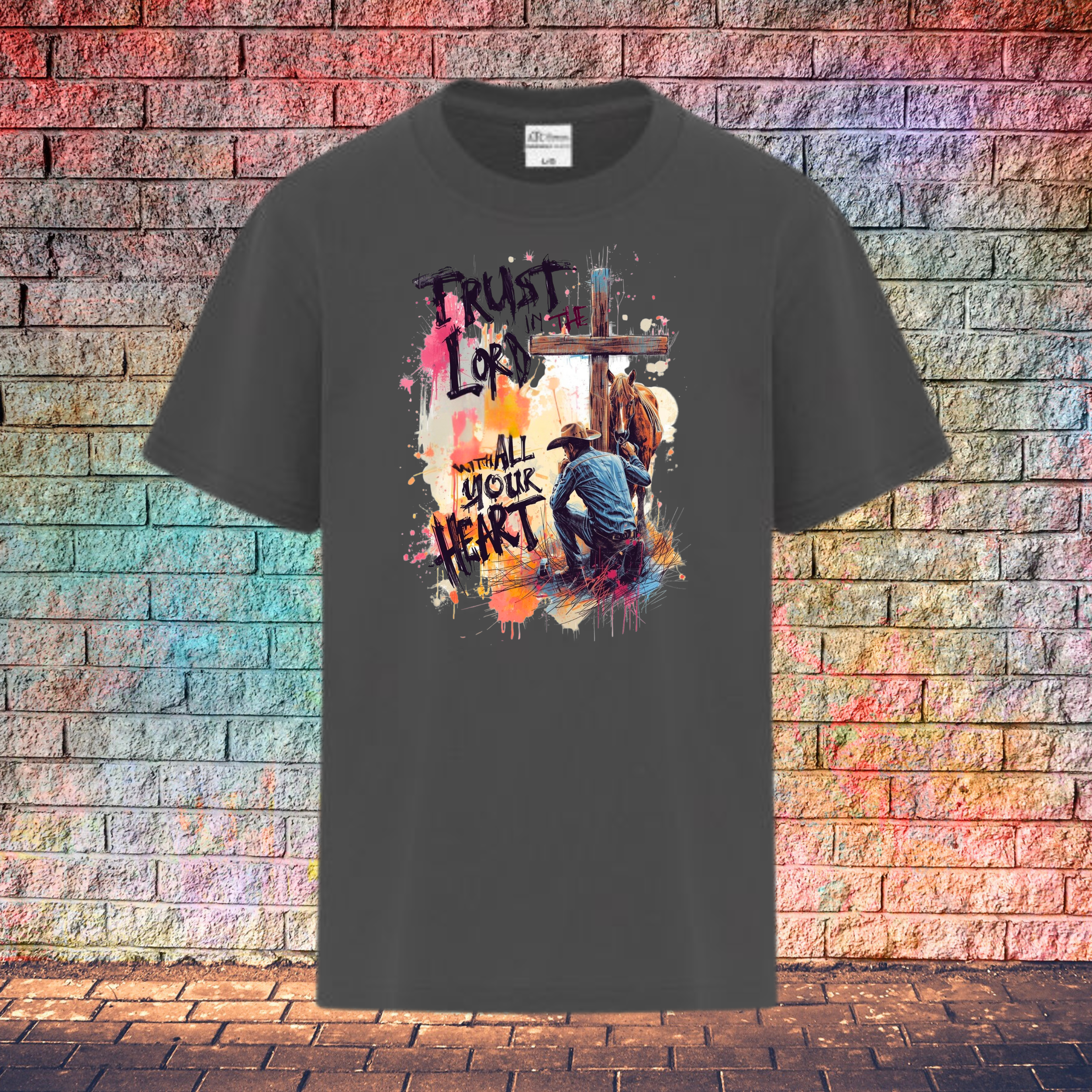 Trust In The Lord With All Your Heart / String Letters - Youth T-Shirt