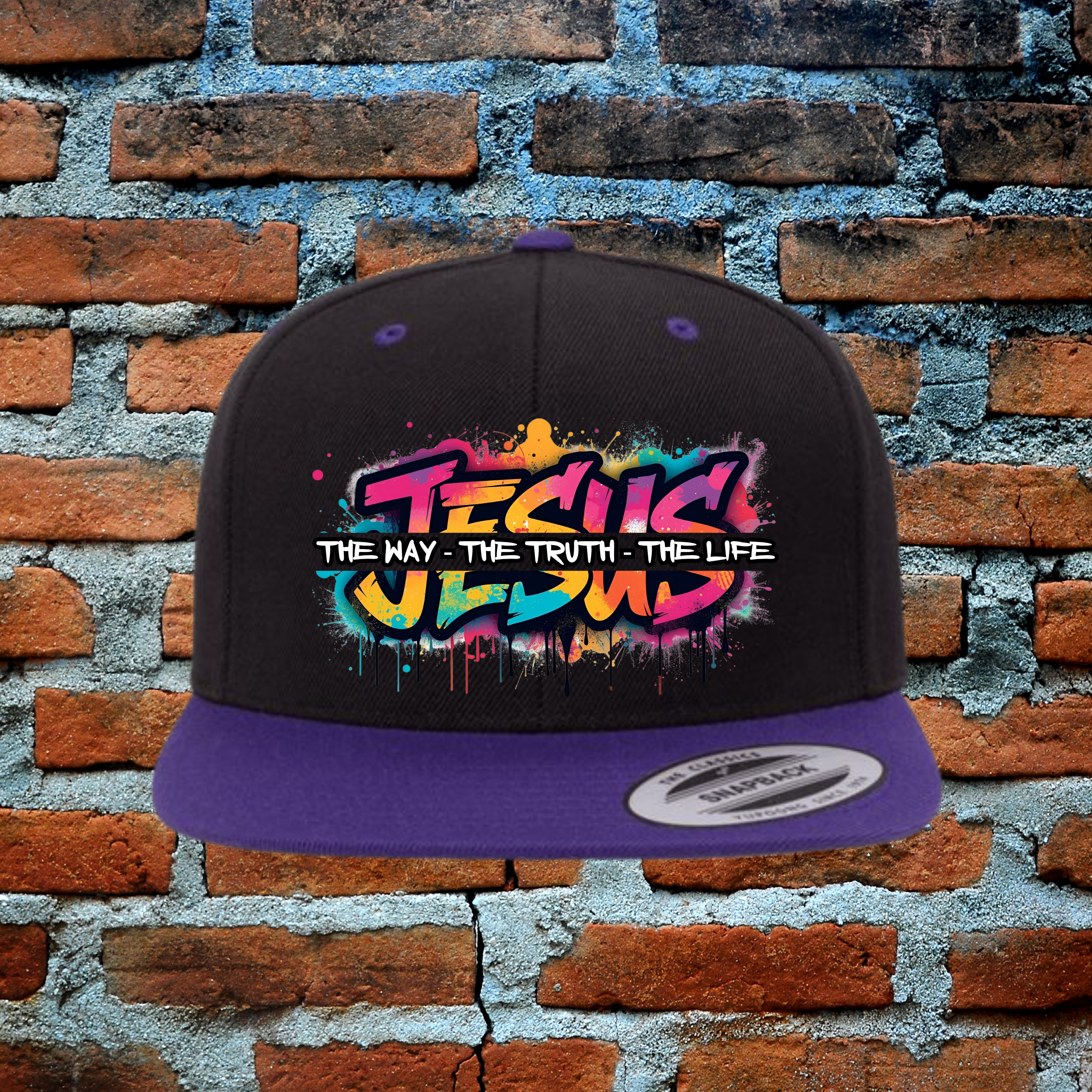 Jesus The Way The Truth The Life - Snapback Flat Brim Hat