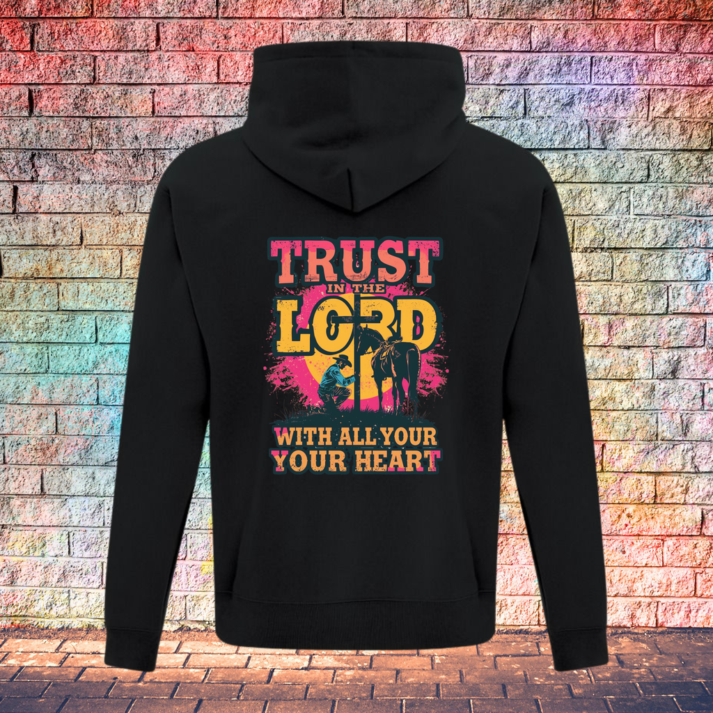 Trust In The Lord With All Your Heart Pink/Yellow - Youth Hoodie