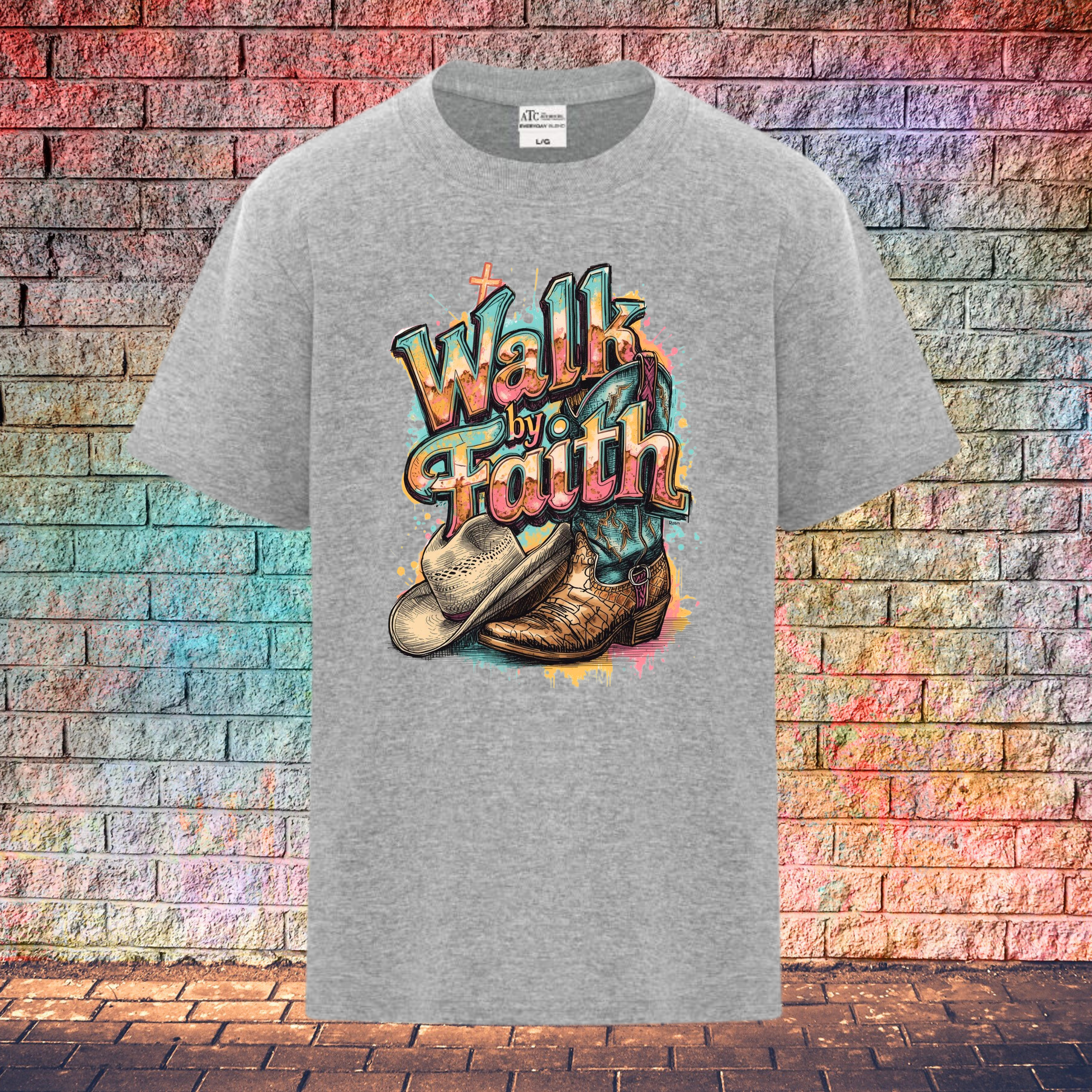 Walk By Faith / Boot and Hat - Youth T-Shirt
