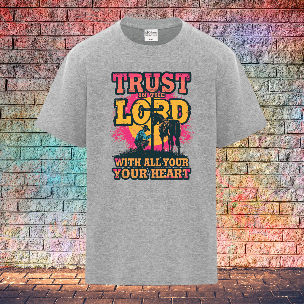 Trust In The Lord With All Your Heart / Pink and Yellow - Youth T-Shirt