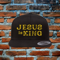 Jesus Is King - Gold Letters Flat Brim Snapback Hat